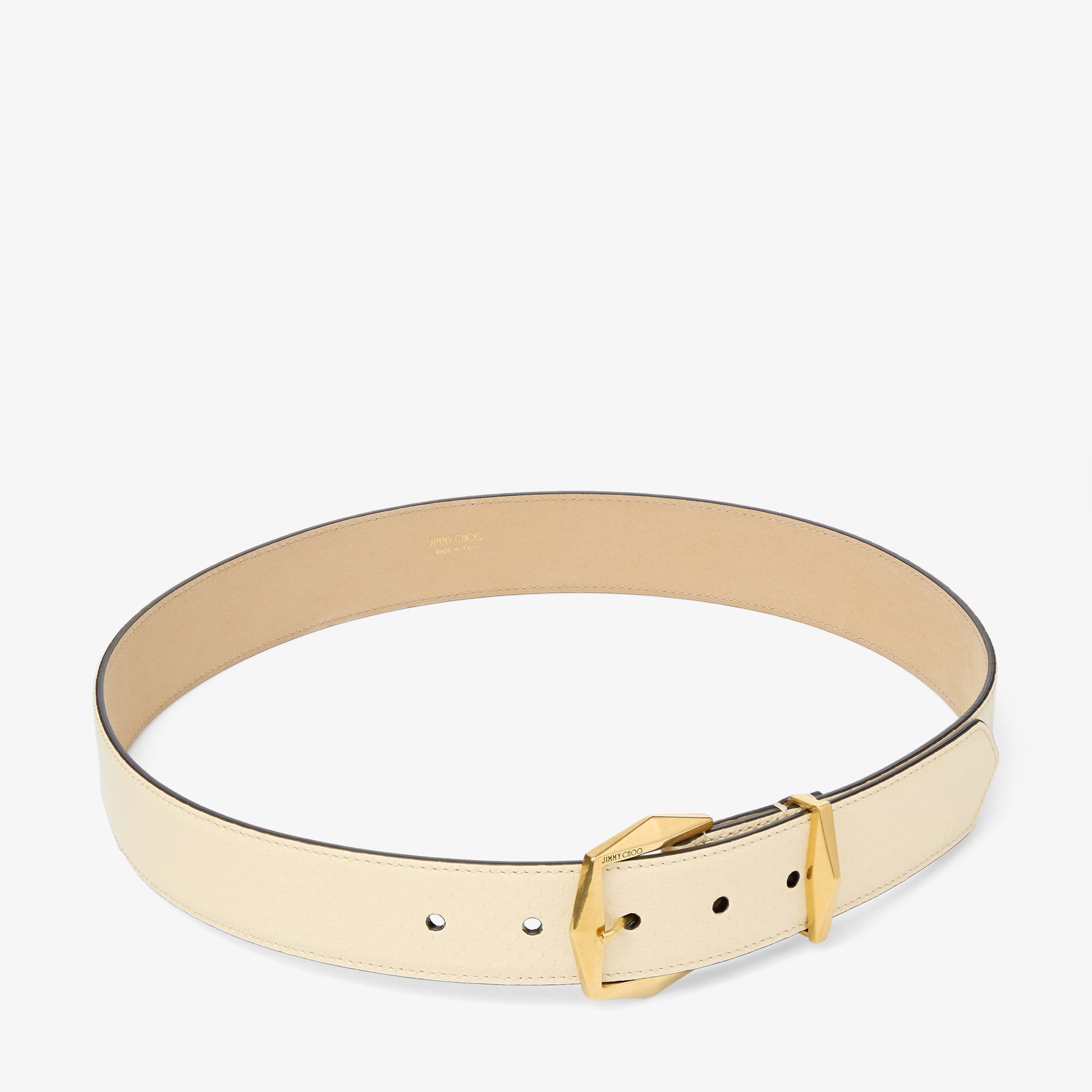 Diamond Buckle Belt 
Yellow Buttermilk Elaphe Print Belt - 2