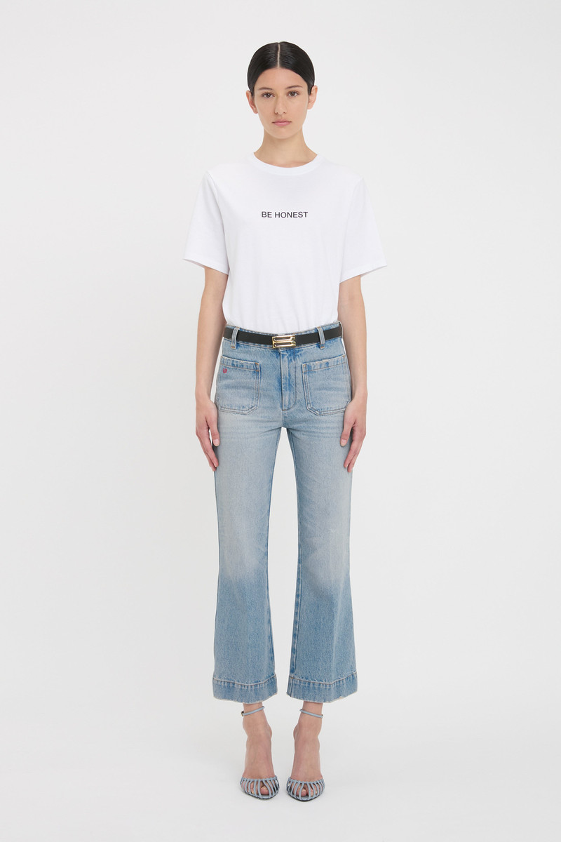 Victoria Beckham Cropped Kick Alina High Waisted Jean In Pale Blue Wash outlook