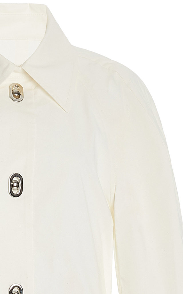 Cotton-Blend Midi Shirt Dress white - 4