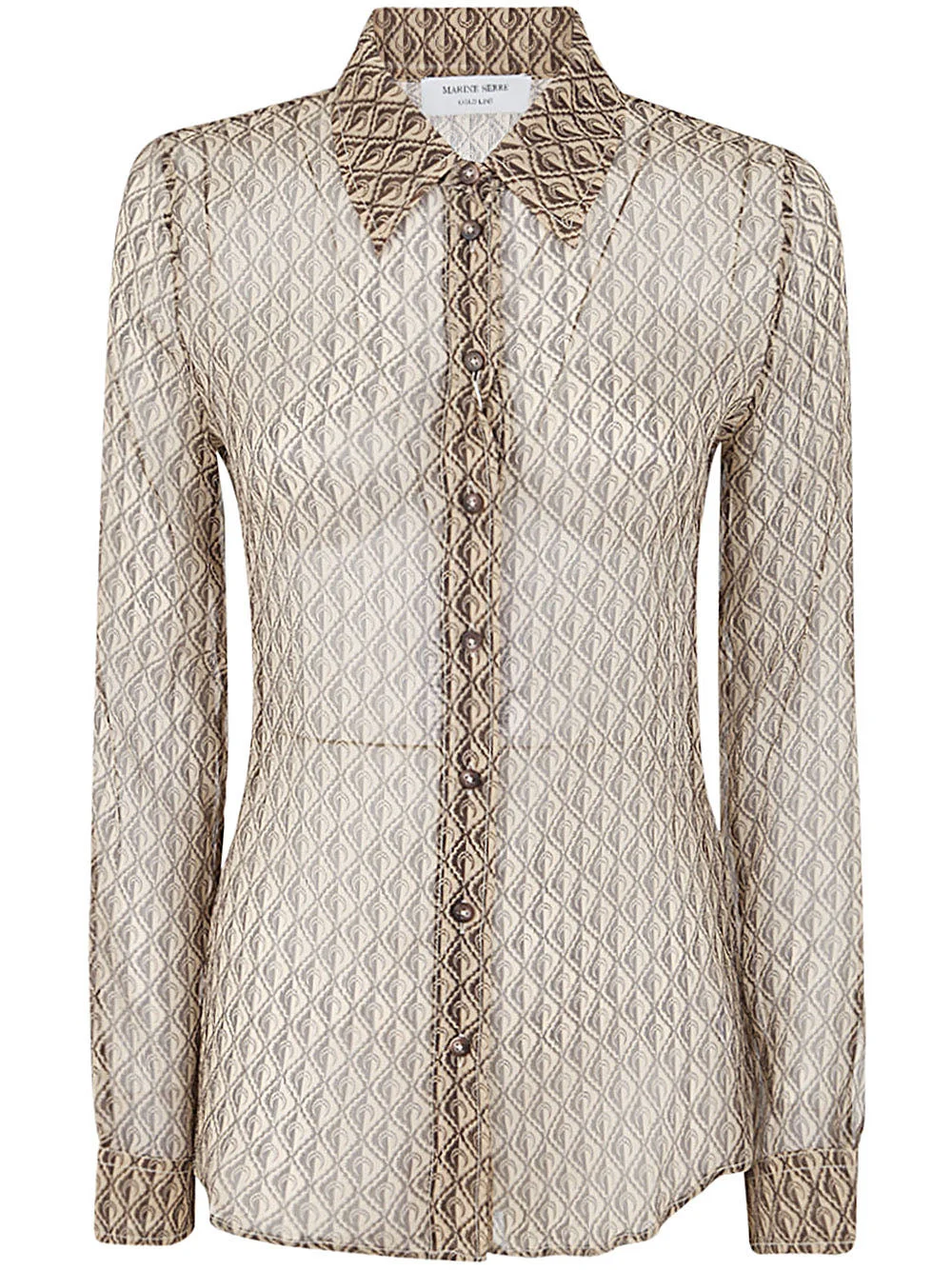 Marine Serre Women Moon Diamant Silk Crepon Button Up Blouse - 1