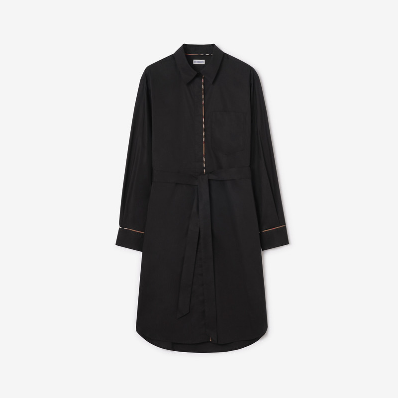Check Trim Cotton Shirt Dress 1