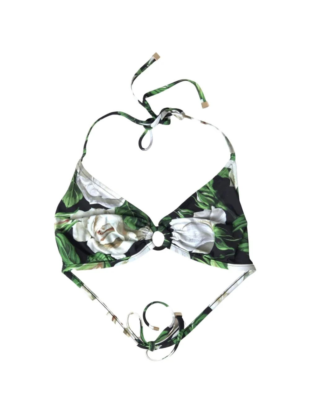 floral-print ring-detail bikini top - 1