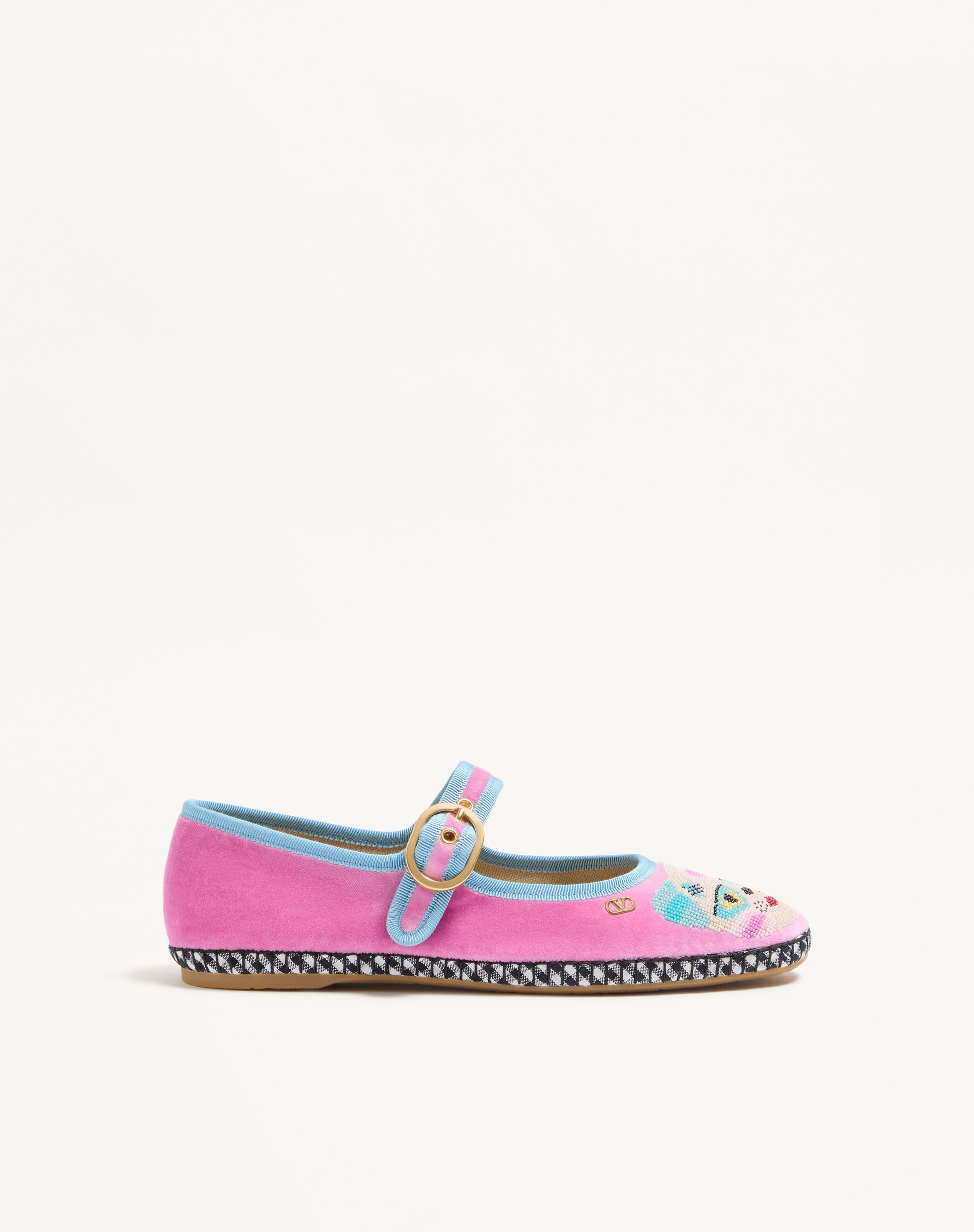 MARY-JANE ENDOUCE VELVET BALLERINA WITH LE CHAT DE LA MAISON EMBROIDERY - 1