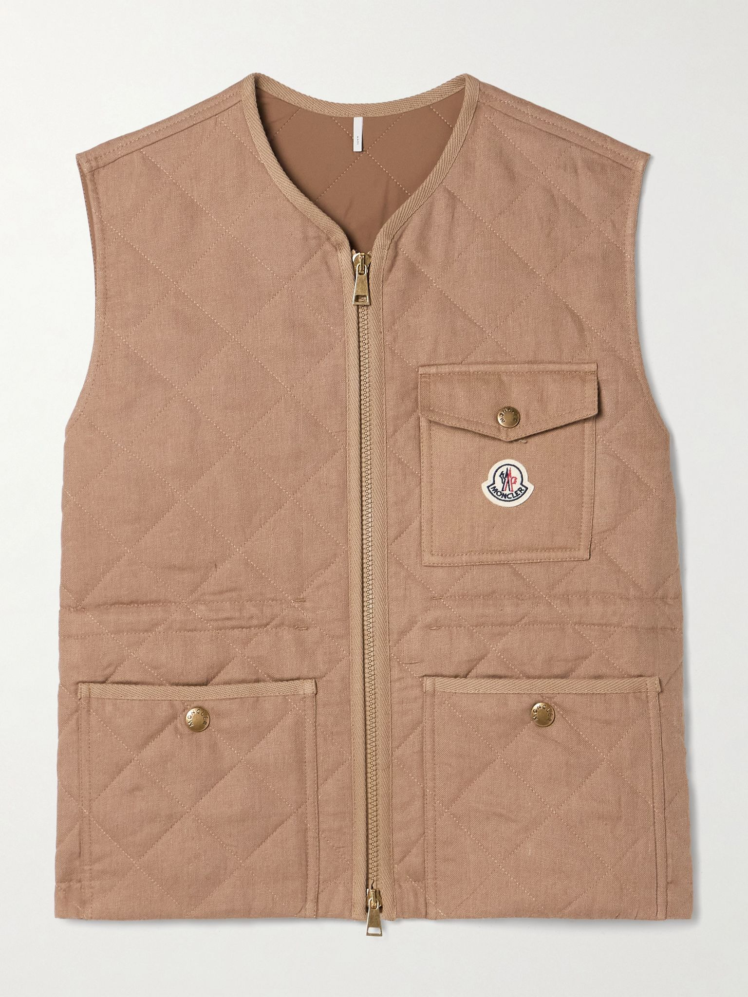 Vigny padded quilted linen vest Brown - 1