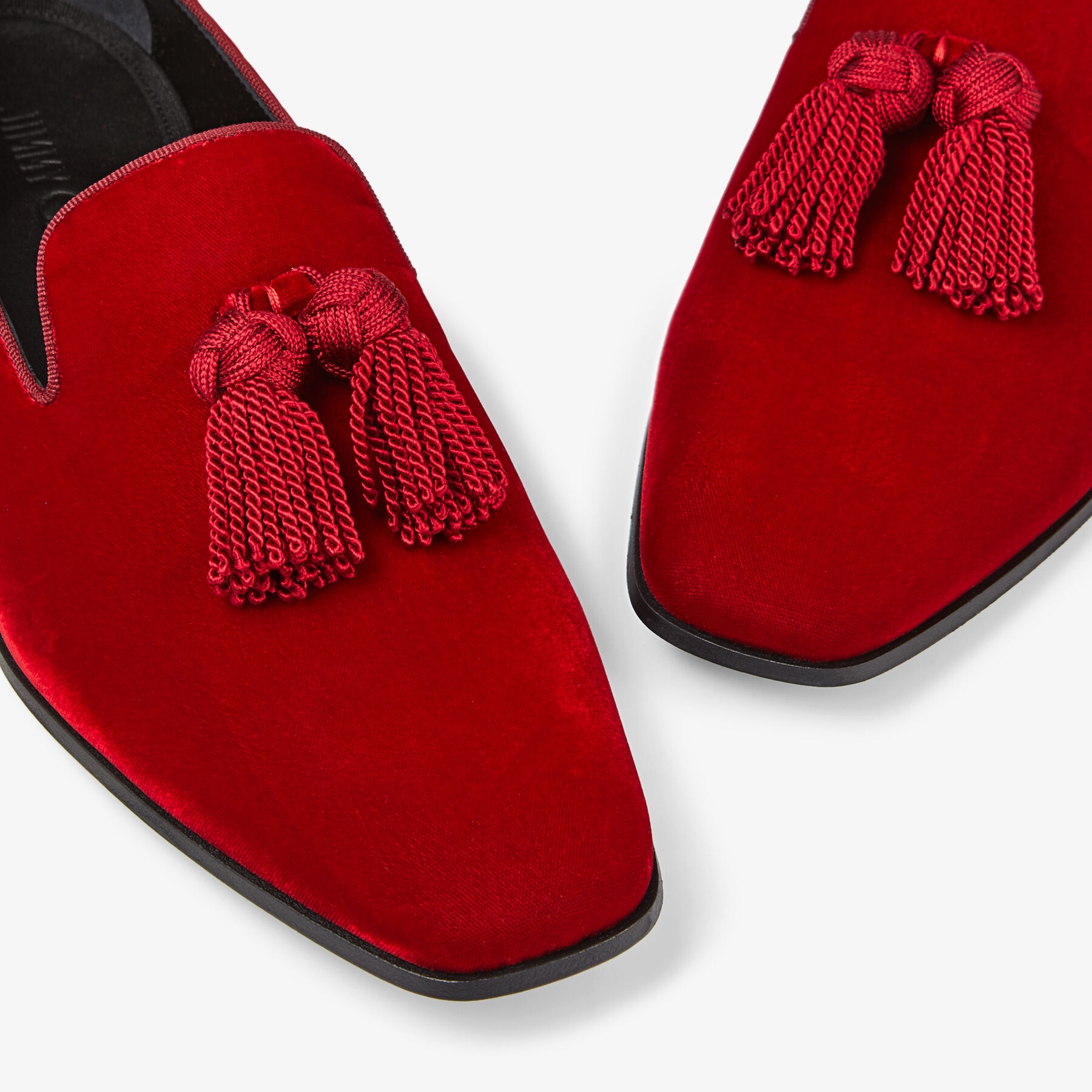 Foxley/M
Red Velvet Slip-On Shoes with Tassel - 3