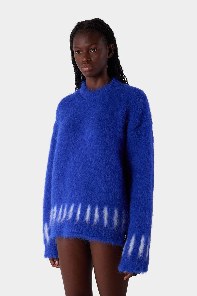 HAIRY KNIT ROUND NECK SWEATER / electric blue 1