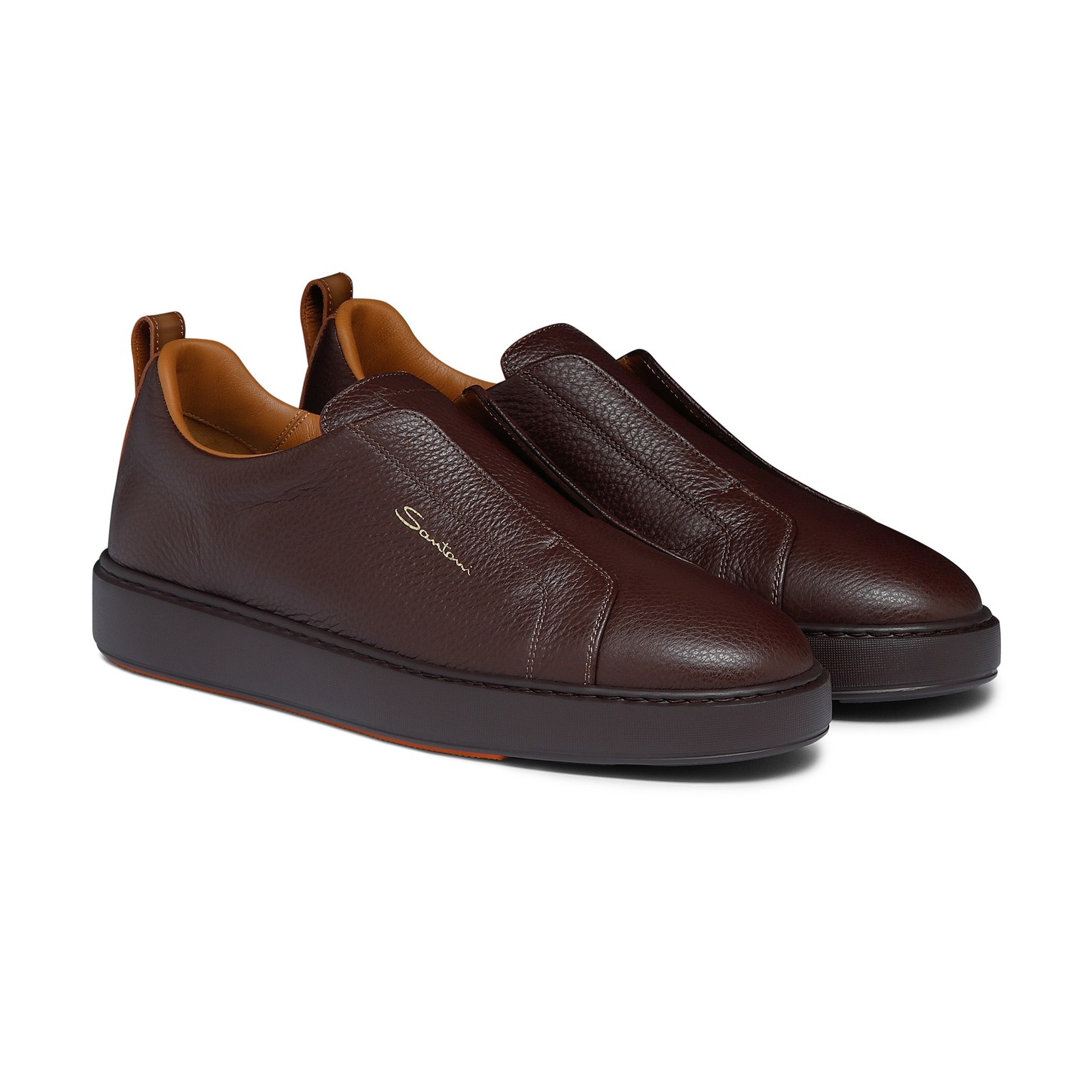 Men's burgundy tumbled leather slip-on sneaker - 2