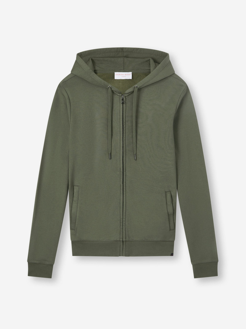 Men's Zip Up Hoodie Quinn Cotton Modal Khaki 5
