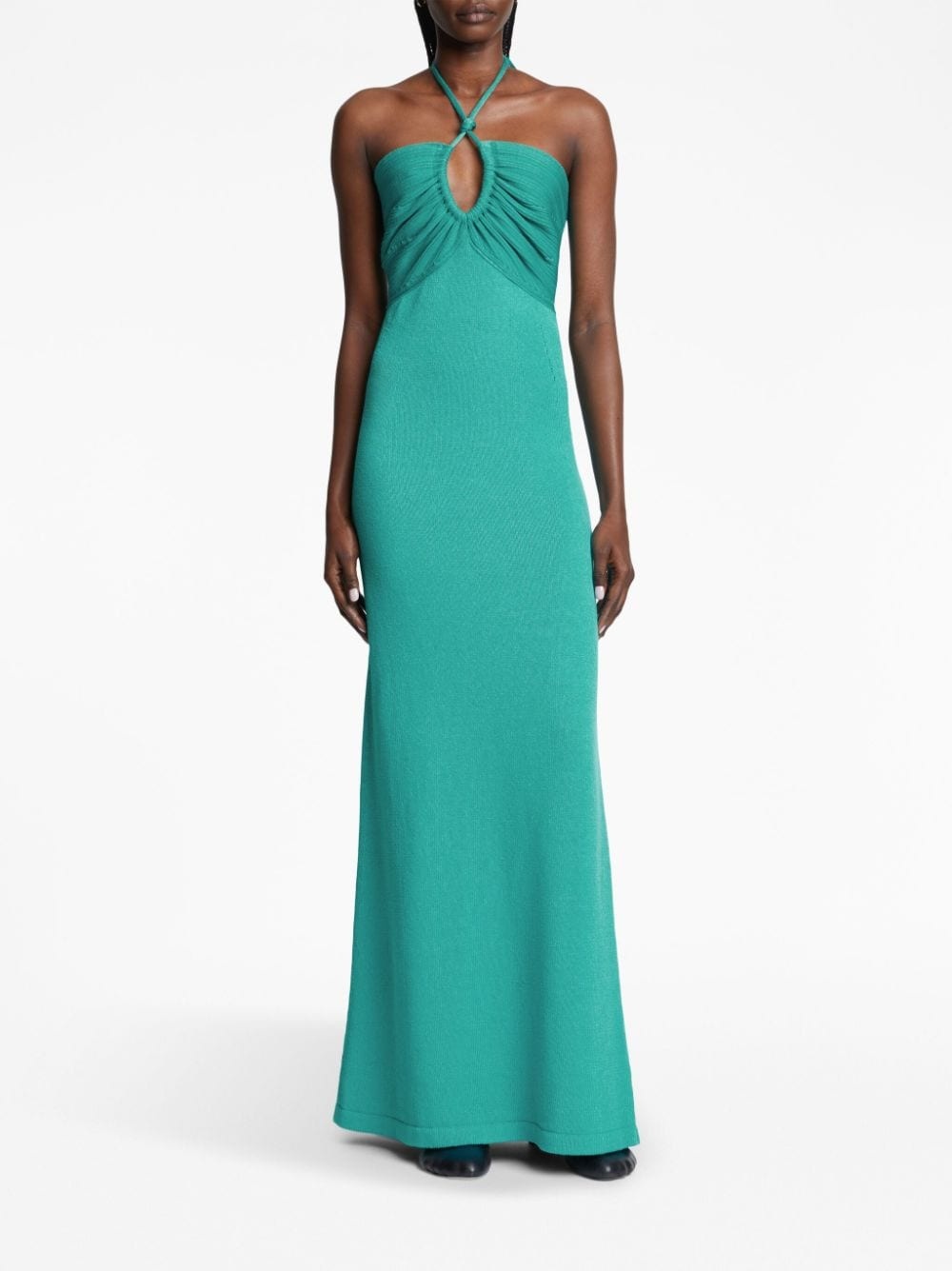 halterneck knitted maxi dress - 2