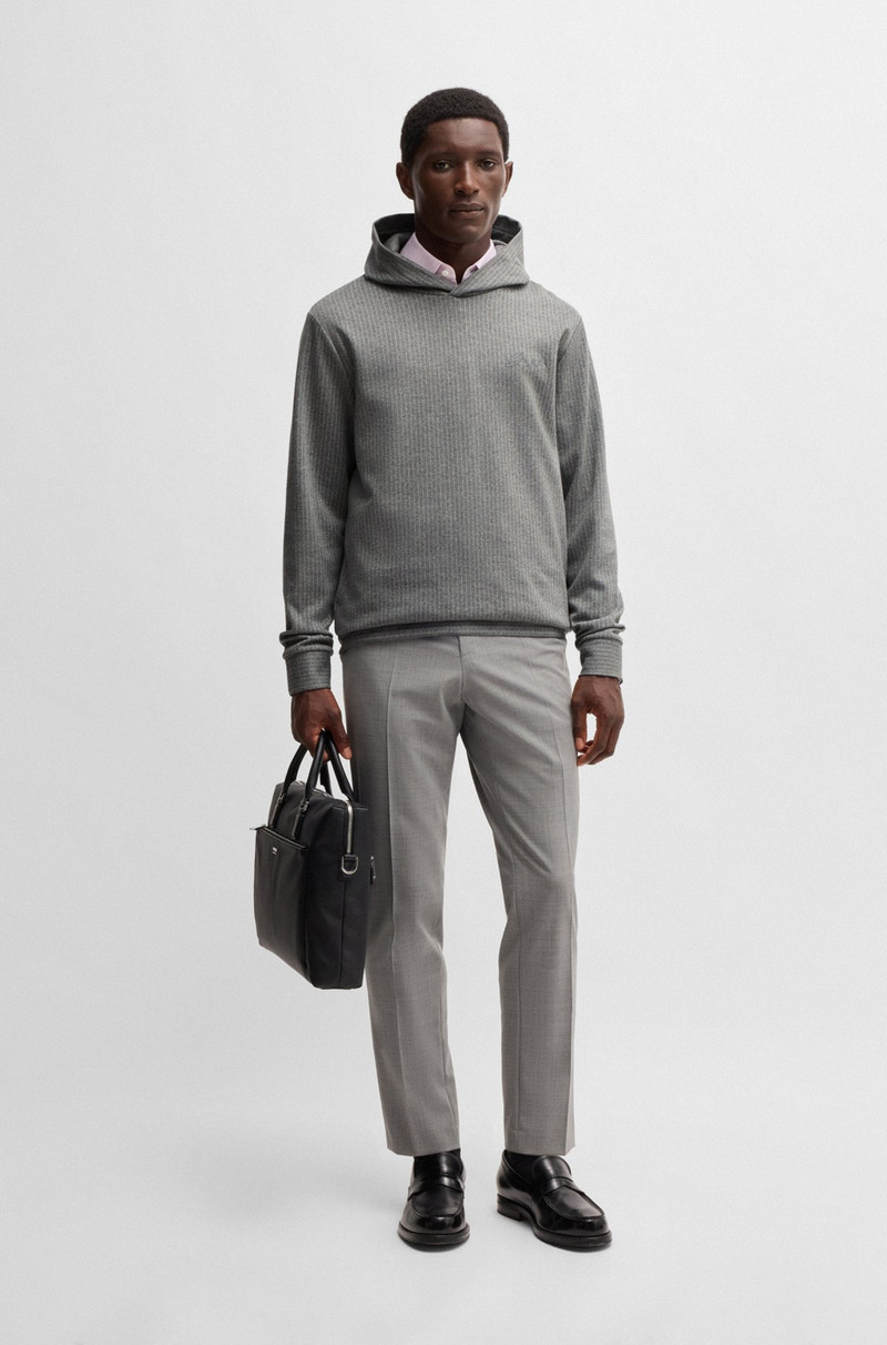 BOSS REGULAR-FIT HOODIE IN A PINSTRIPE COTTON outlook