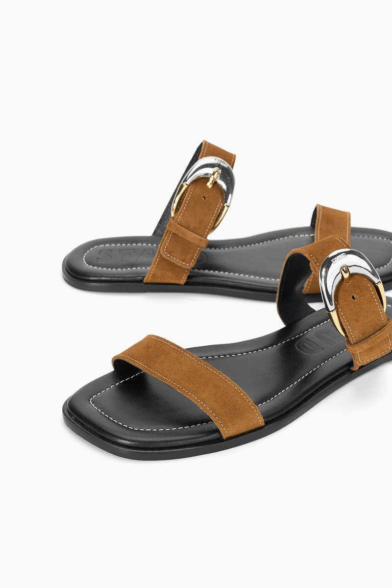 STAUD HARLOW FLAT SANDAL TAN 5