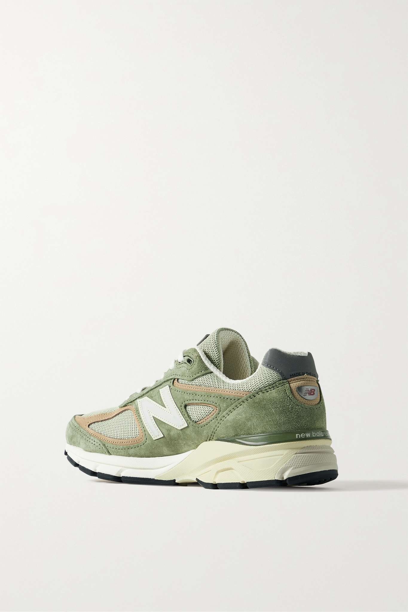 990v4 leather-trimmed suede and mesh sneakers - 3