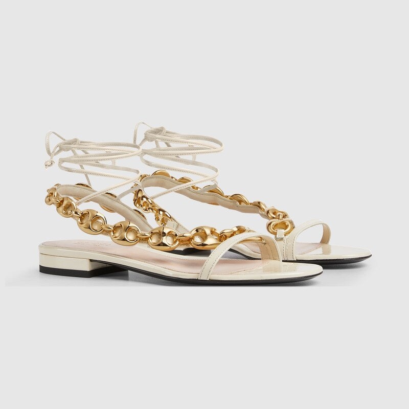 Gucci Marina Chain Details Leather Sandals - 2