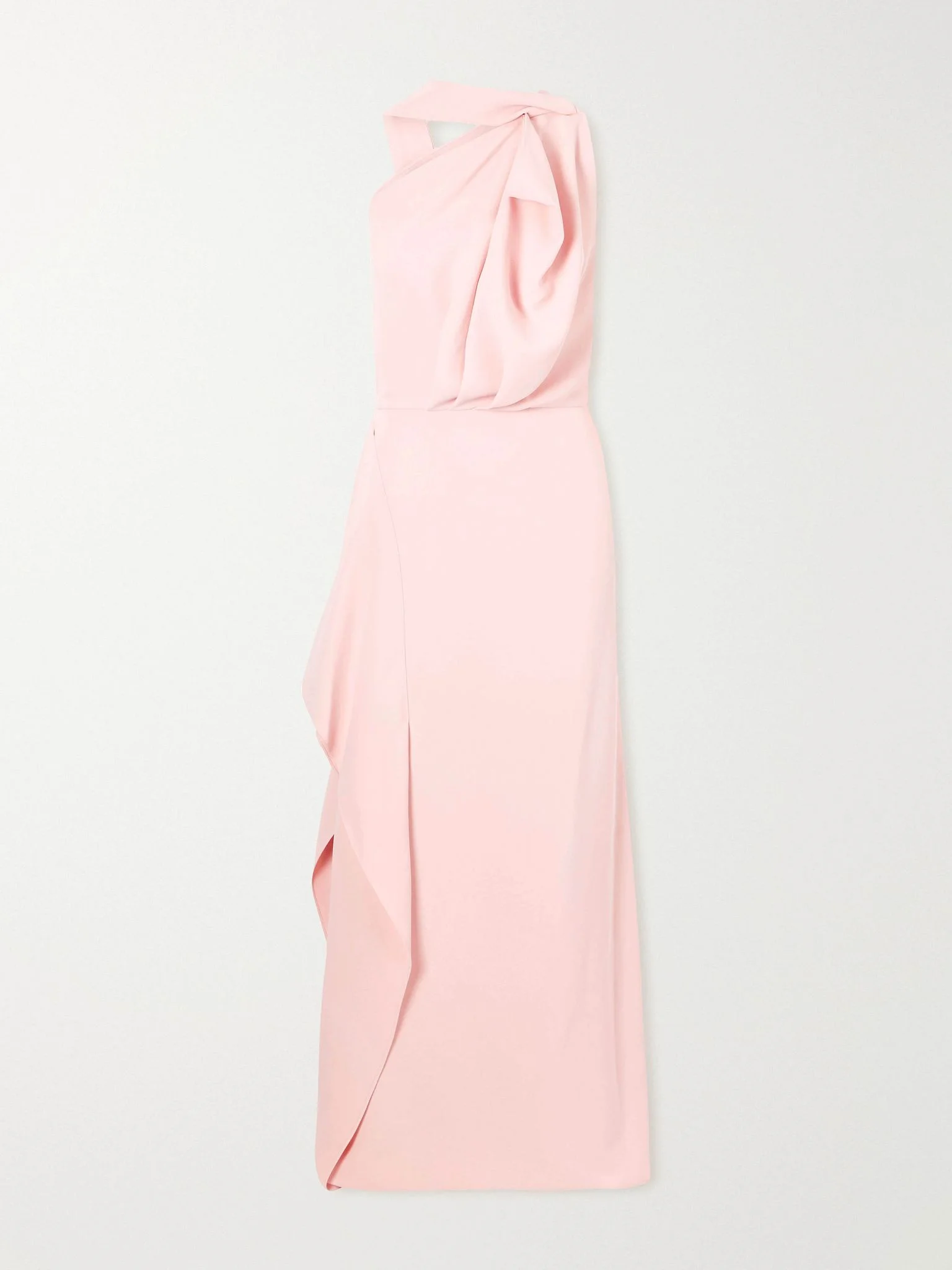 Priority asymmetric draped crepe gown Pink - 1