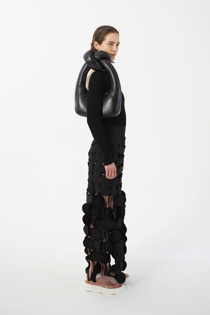 LASER CUT MULTI CIRCLE DOUBLE LAYERED SKIRT BLACK 2