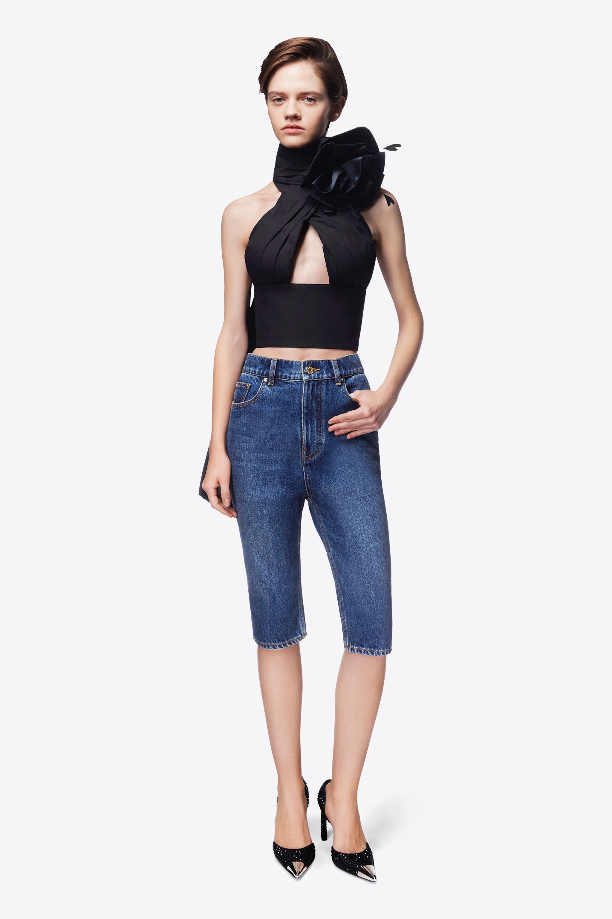 FLOWER CORSAGE HALTER TOP - 3