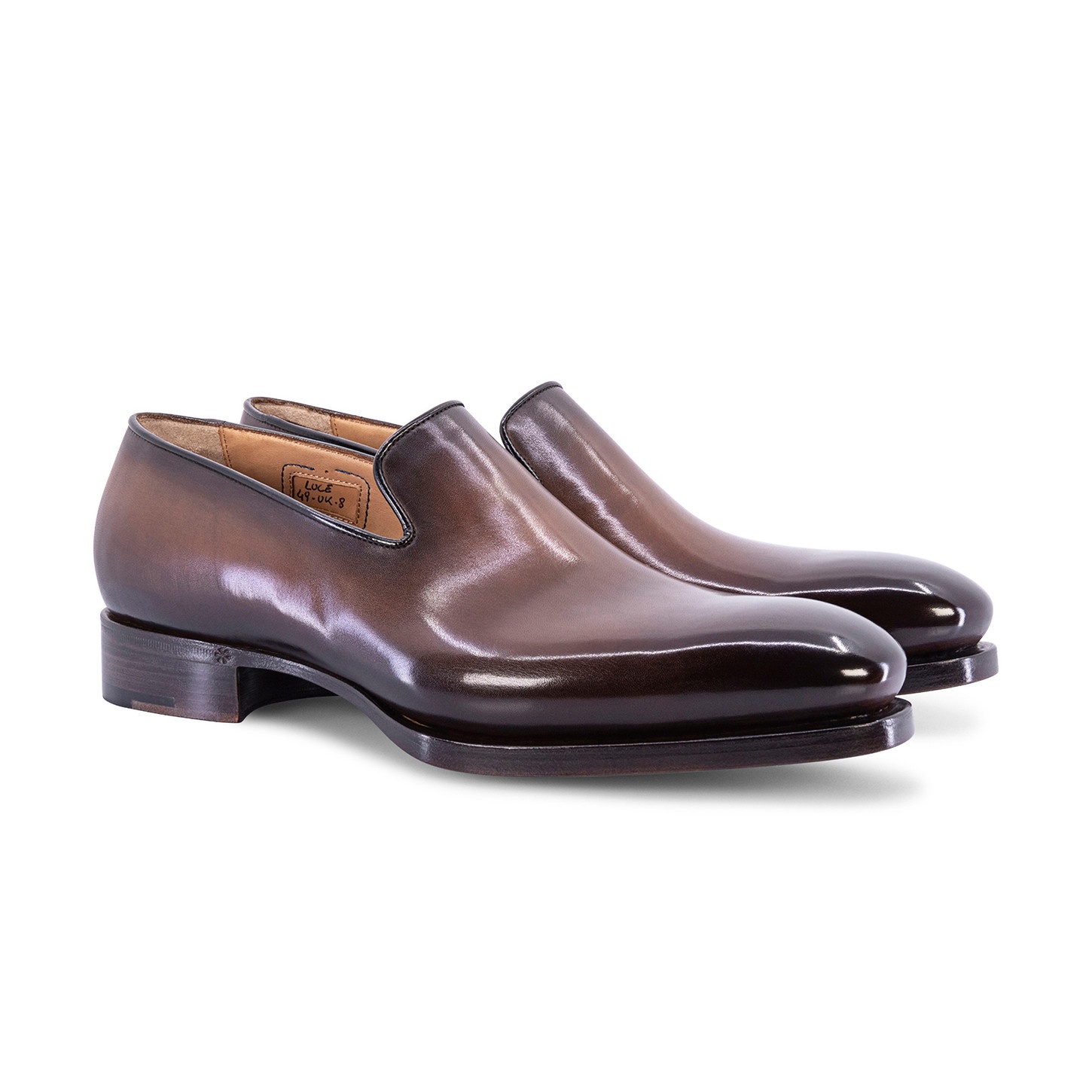 Men’s polished  brown leather Uniqua loafer - 2