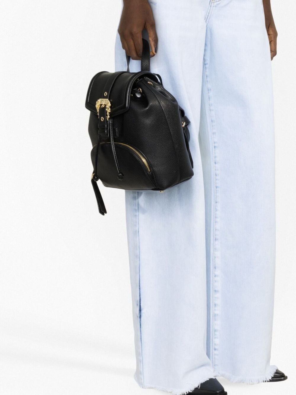 Baroque-buckle faux-leather backpack - 3
