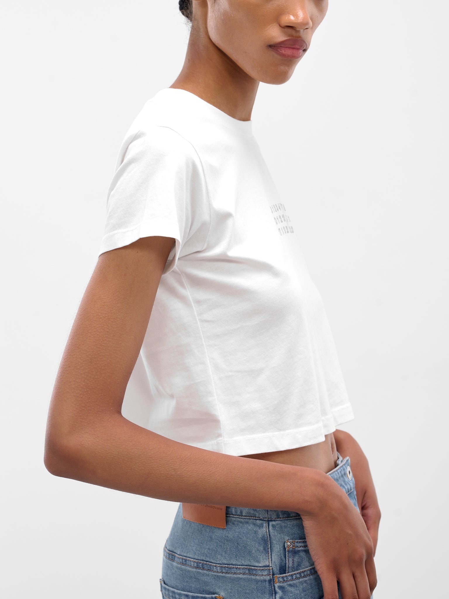 White Cropped Numeric Logo Tee - 4