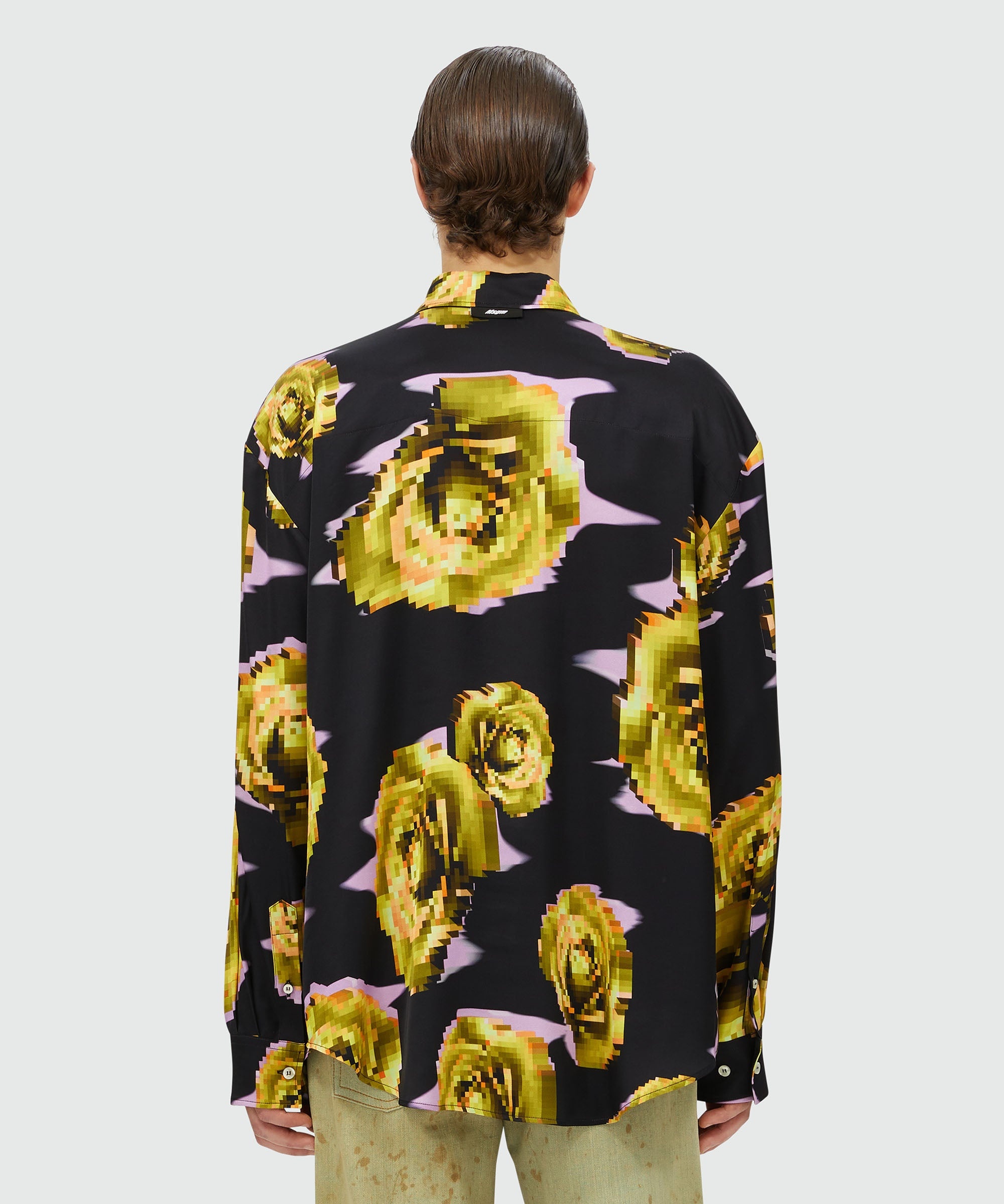 Satin shirt with "Underground pixelled roses" pattern - 3