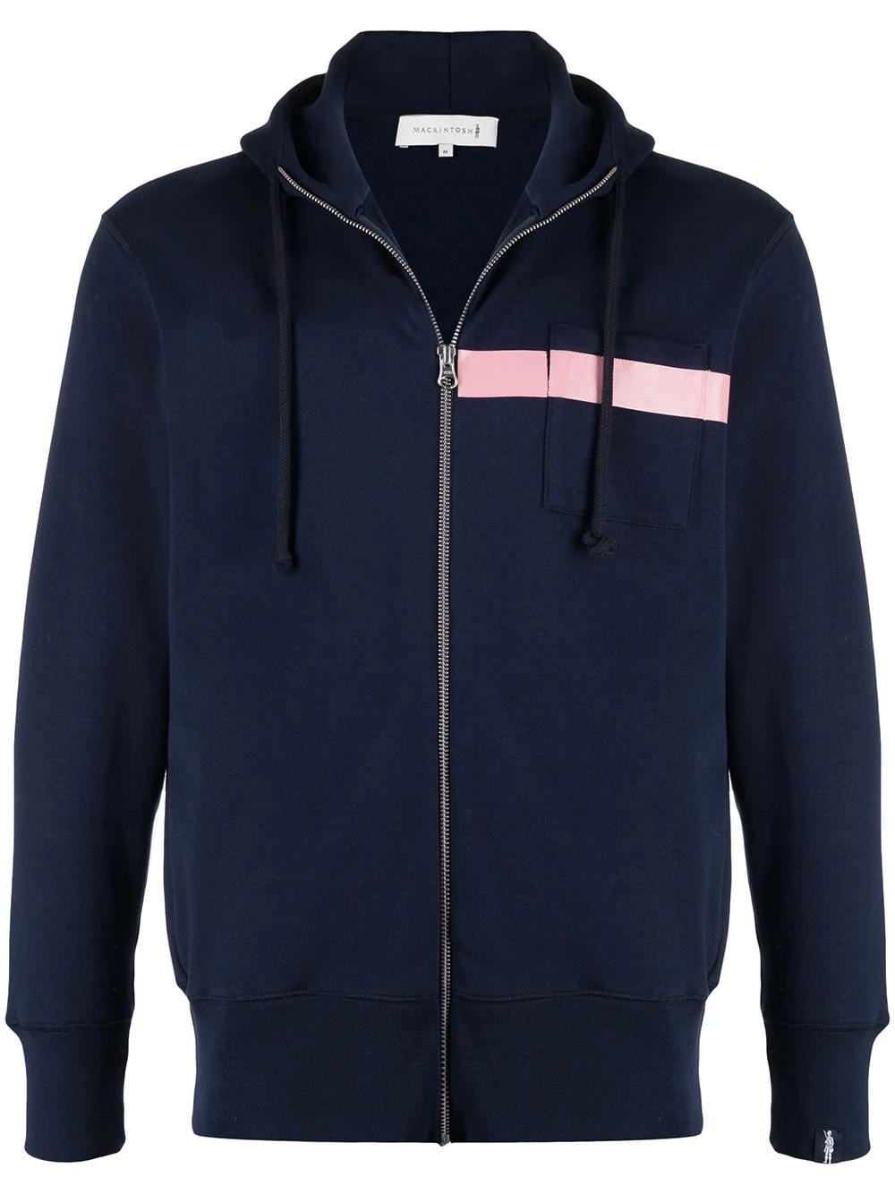 horizontal-stripe zip-up hoodie - 1