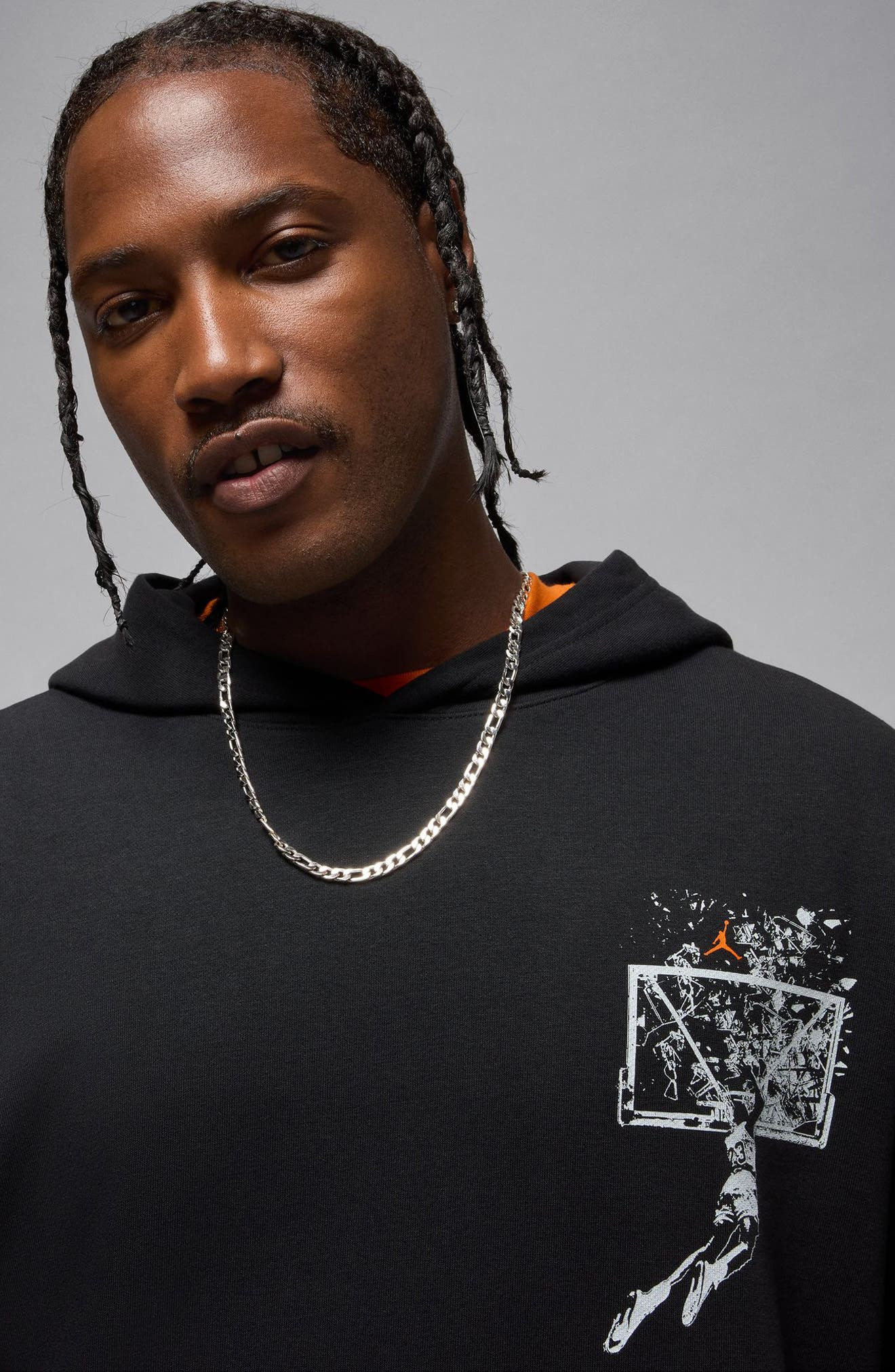 Jordan Brooklyn Oversize Hoodie in Black/Starfish at Nordstrom - 5