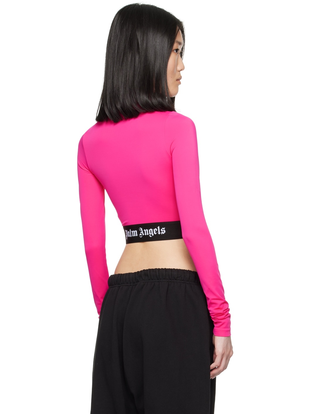 Pink Cropped Long Sleeve T-Shirt - 3