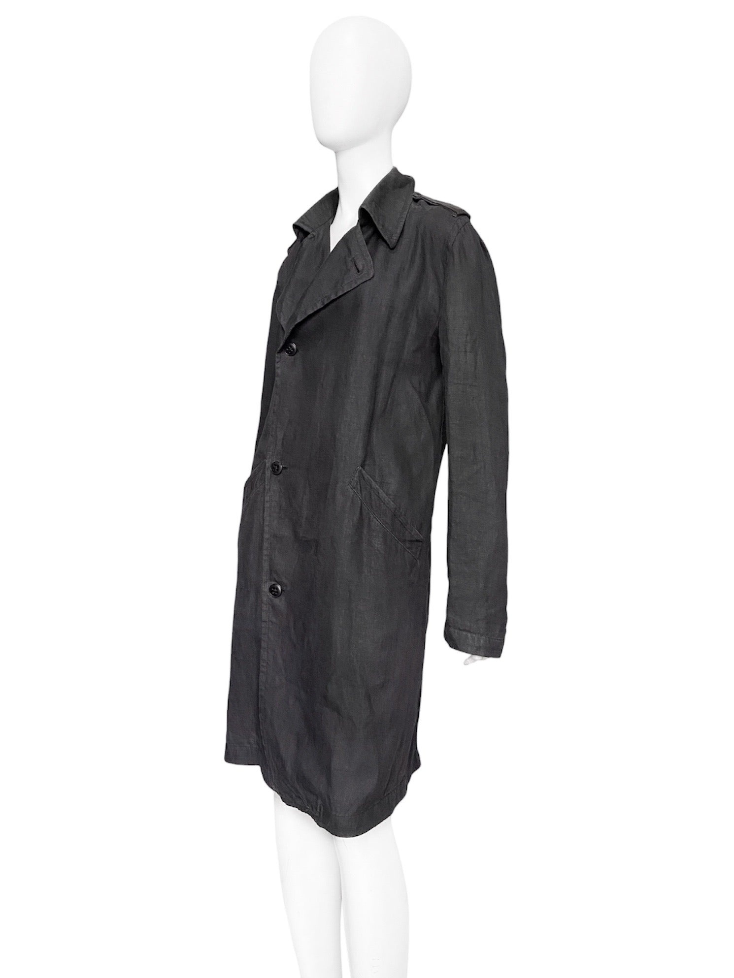 Ann Demeulemeester Spring 2006 Grey Hemp Trench Coat Jacket XXS - 2