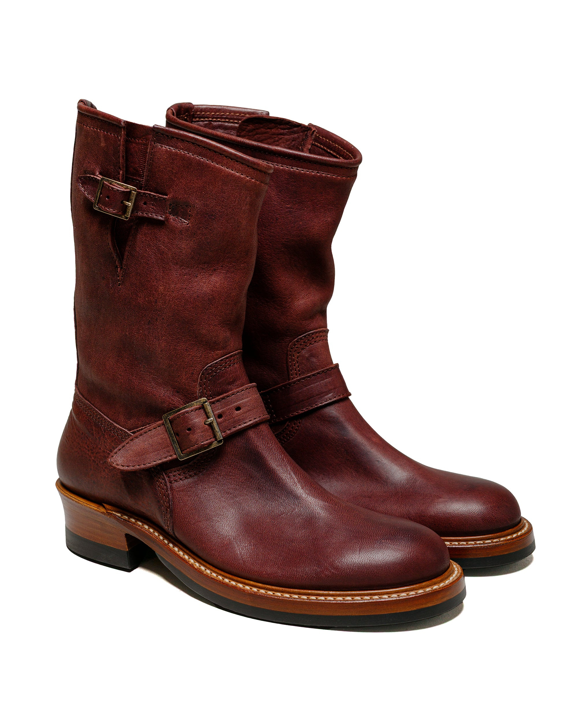 Wabash Engineer Boots Ezo Shika Deerskin Burnt Burgundy - 2