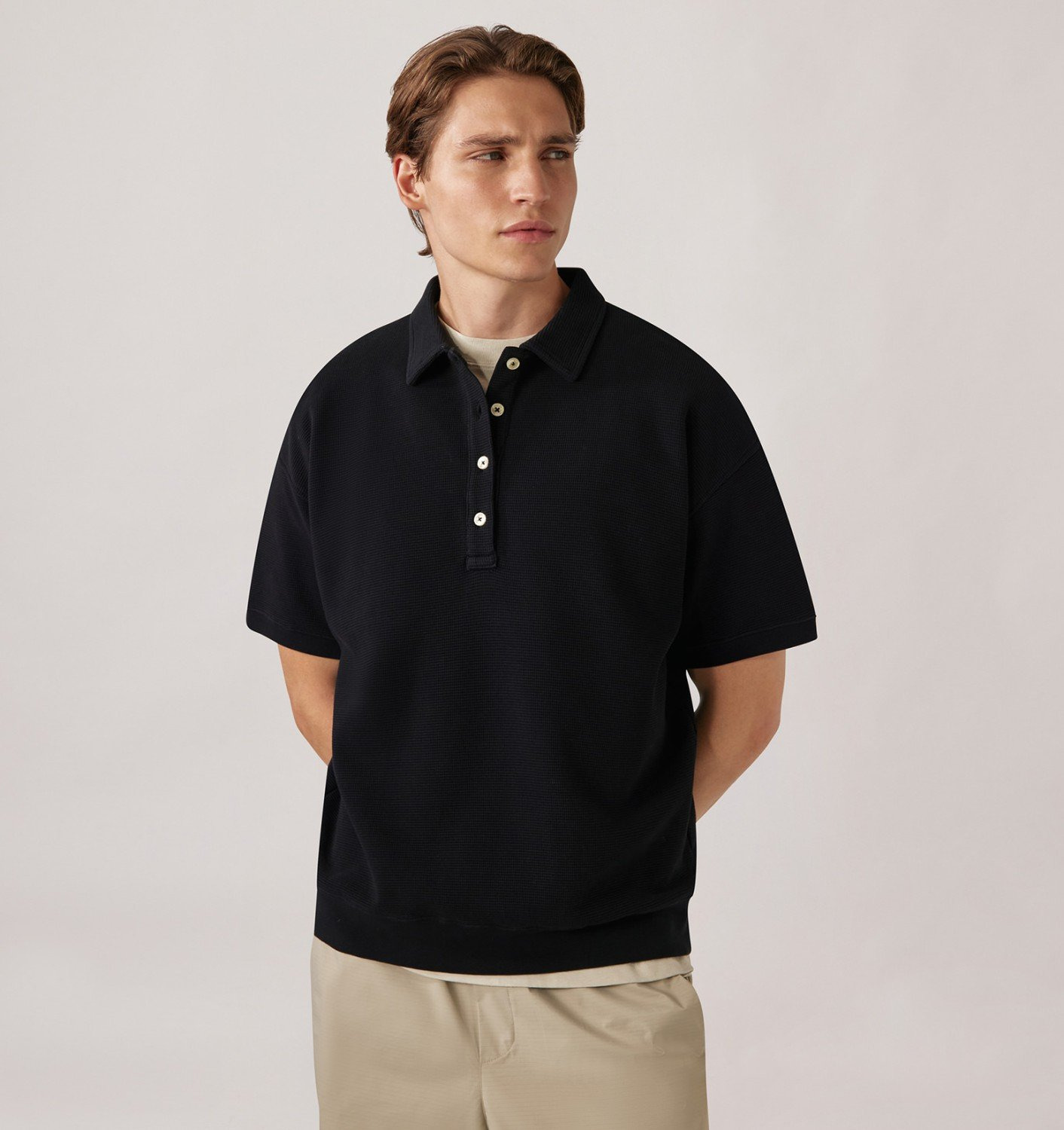 TONAL LOGO WAFFLE POLO MAN - 2