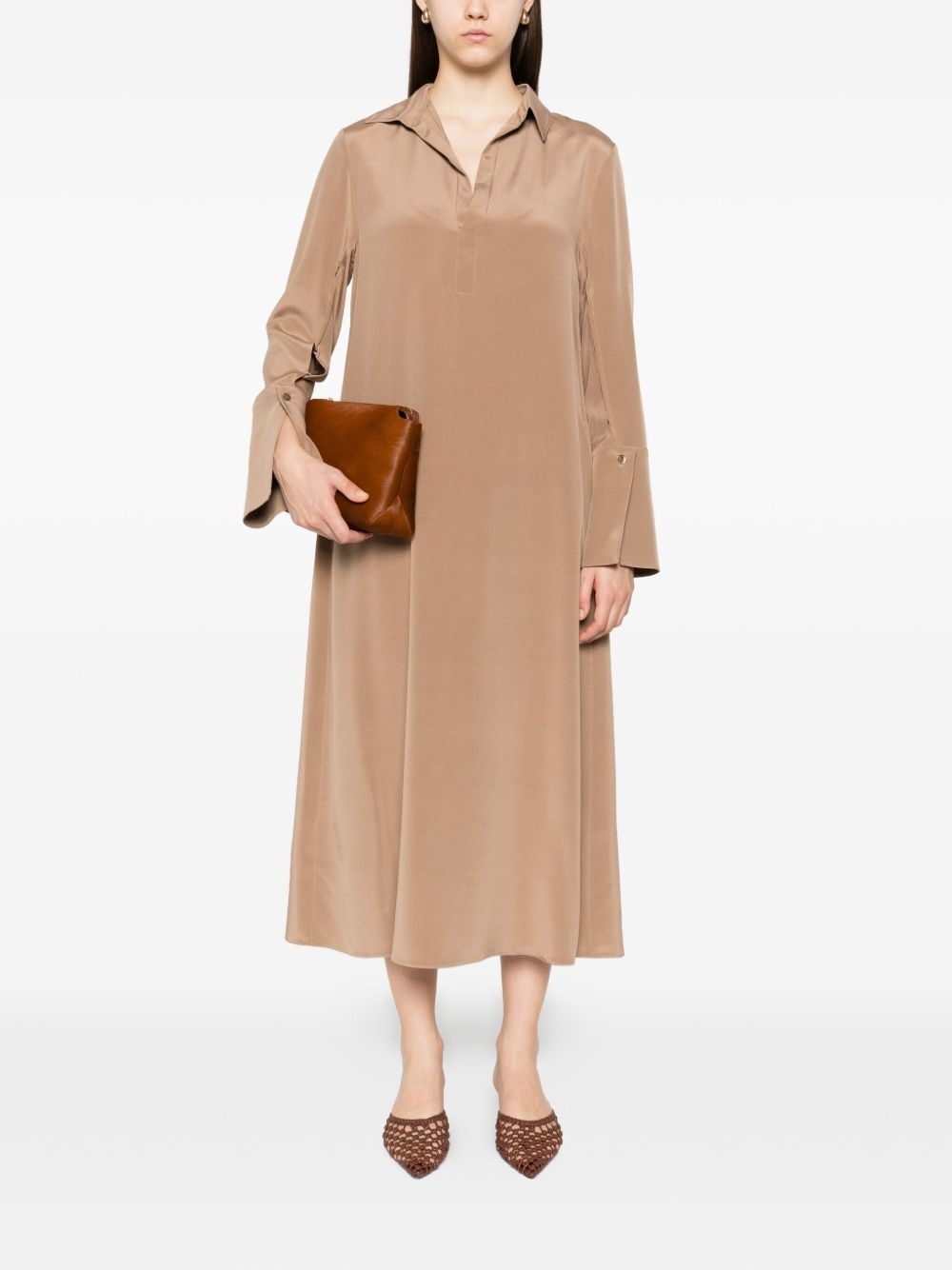 button-cuff silk dress - 2