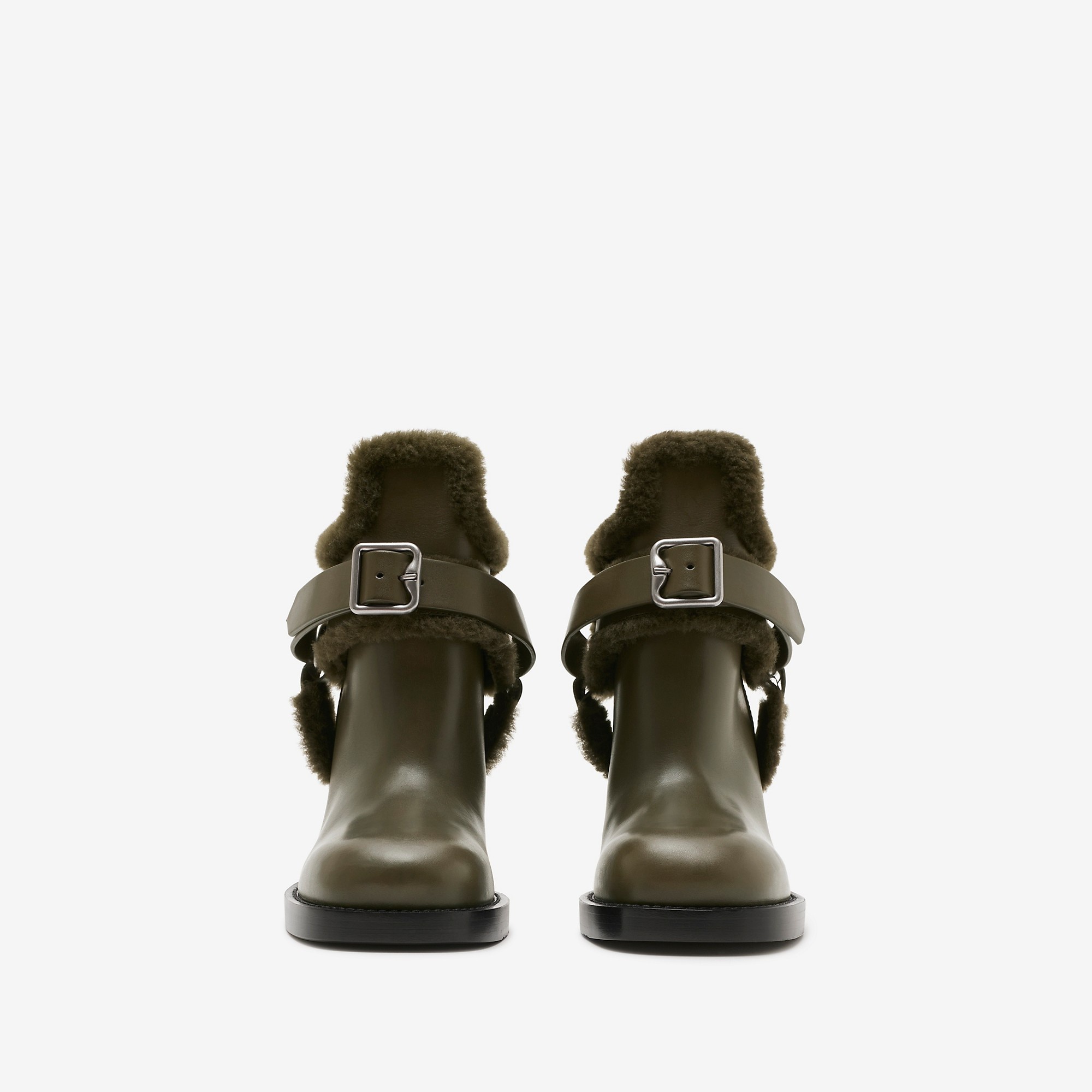 Leather and Shearling Cosy Stirrup Boots - 3