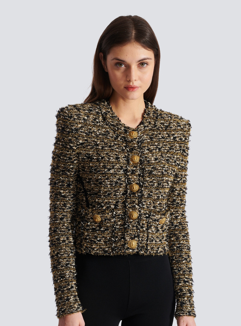 Cropped lurex tweed jacket 7