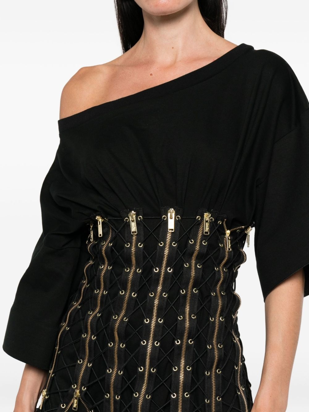 zip-detail mini dress - 5