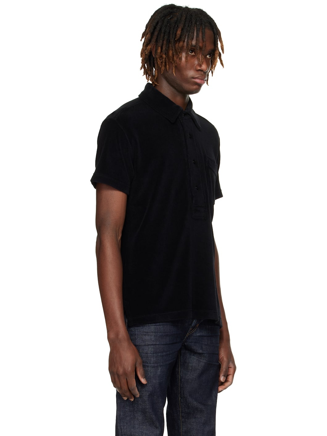 Black Towelling Polo - 2