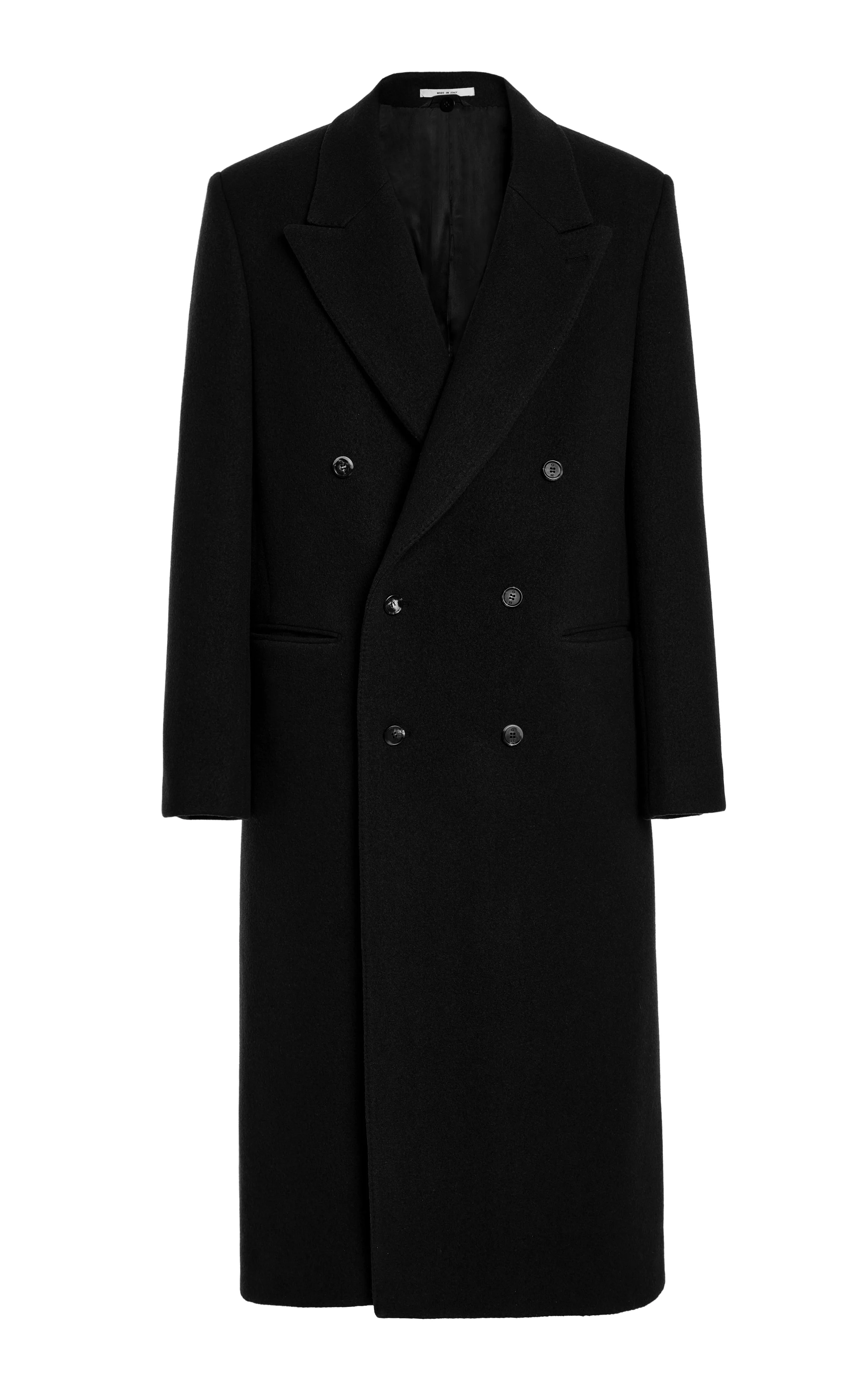 Brannick Coat in Black Double-face Recycled Cashmere - 1