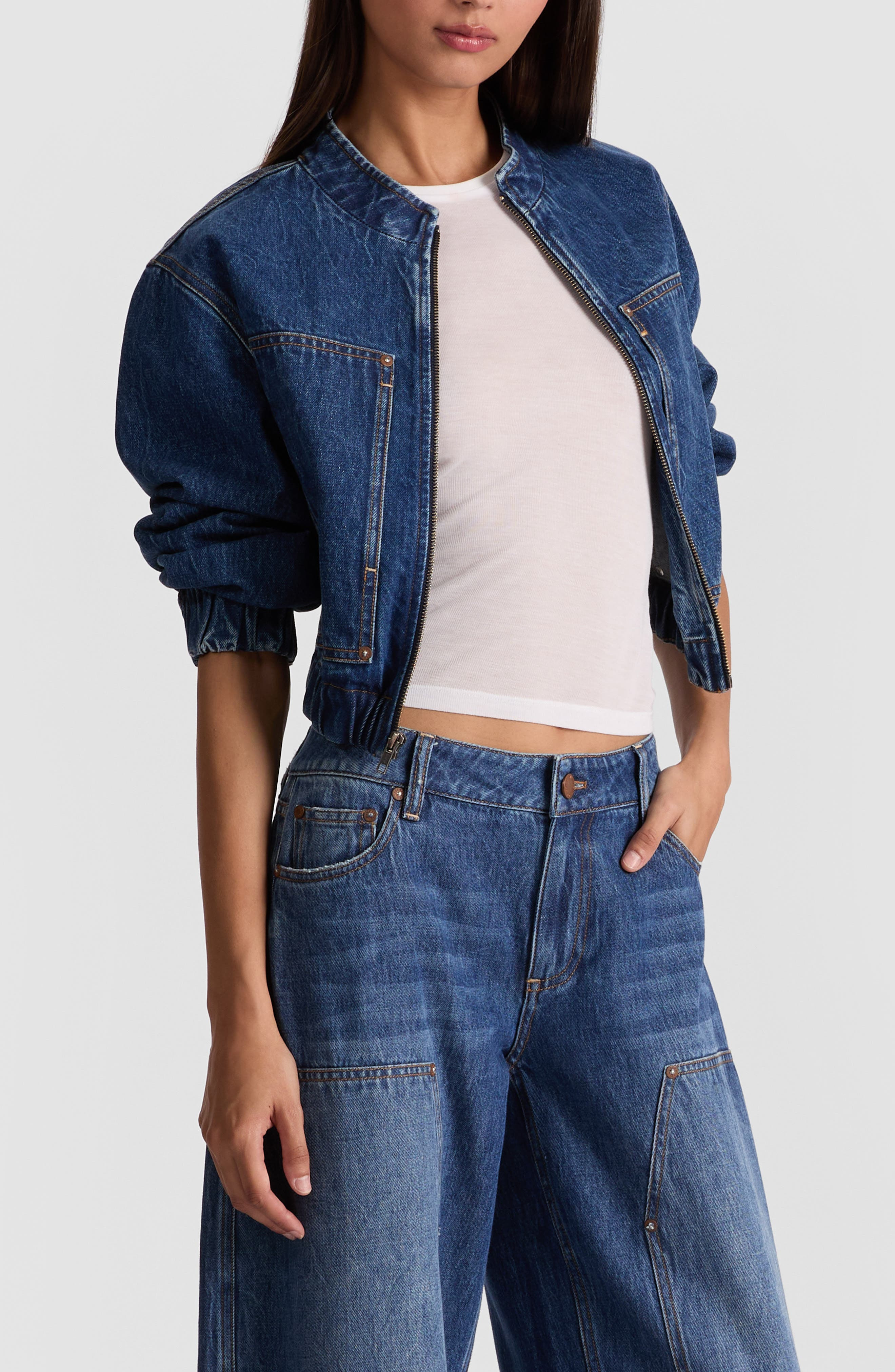 Alice + Olivia Mateo Denim Carpenter Jacket in Cambria Vintage at Nordstrom - 3