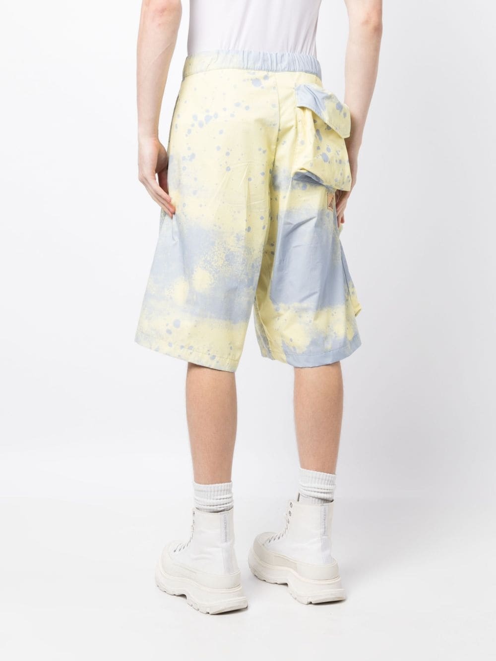 gradient-effect cotton track shorts - 4