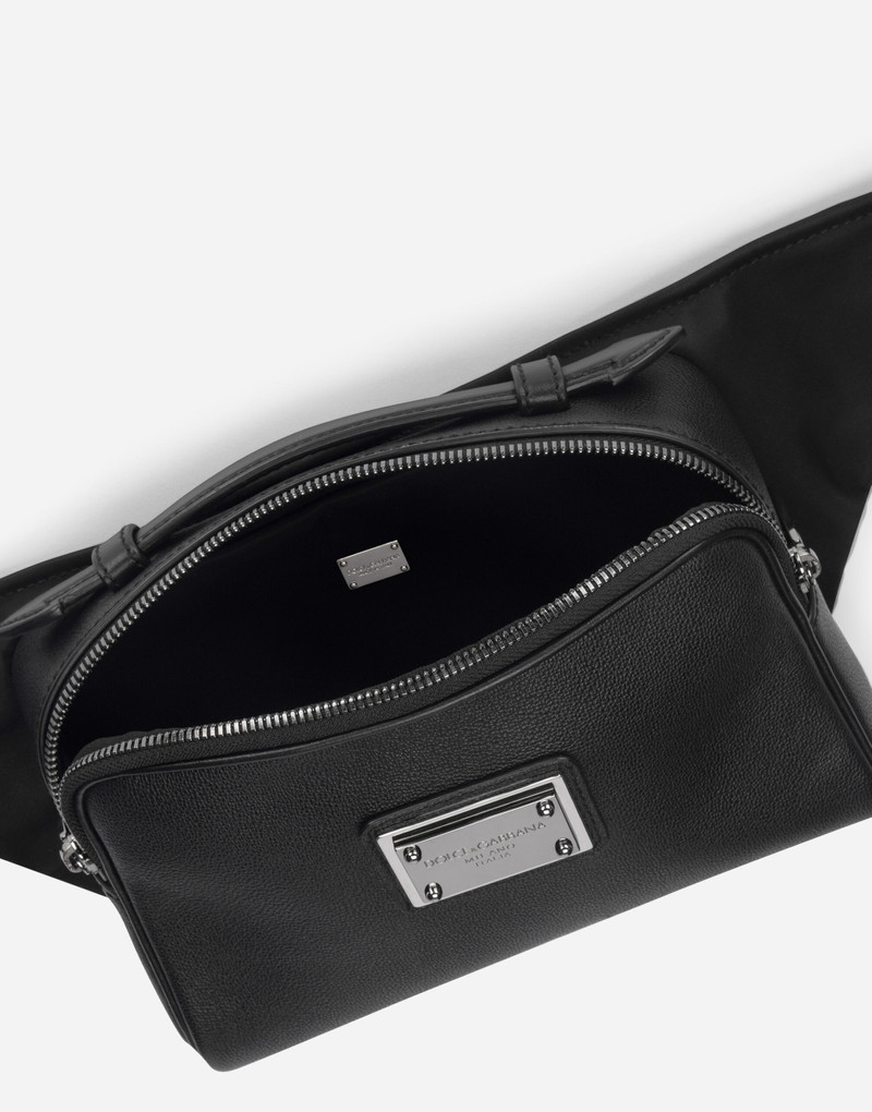 Grainy calfskin and nylon belt bag 5
