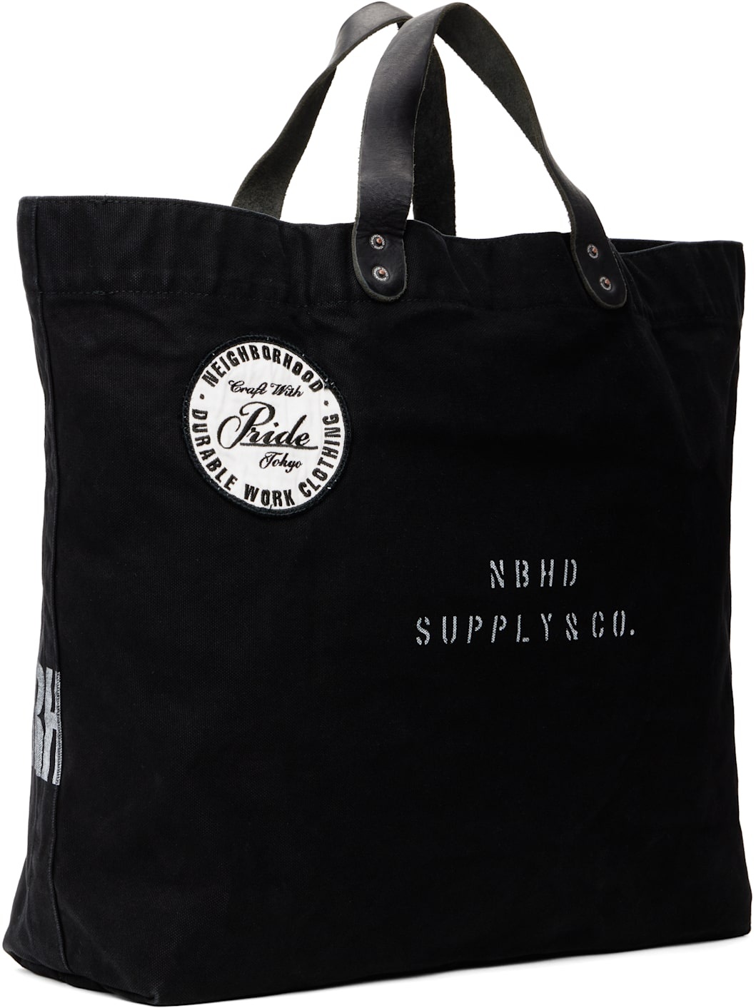 Black Washed Canvas Tote - 3