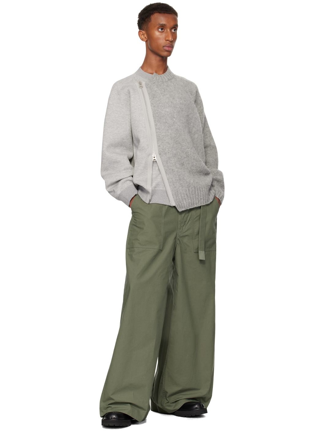 sacai Gray Zip Sweater | ssense | REVERSIBLE