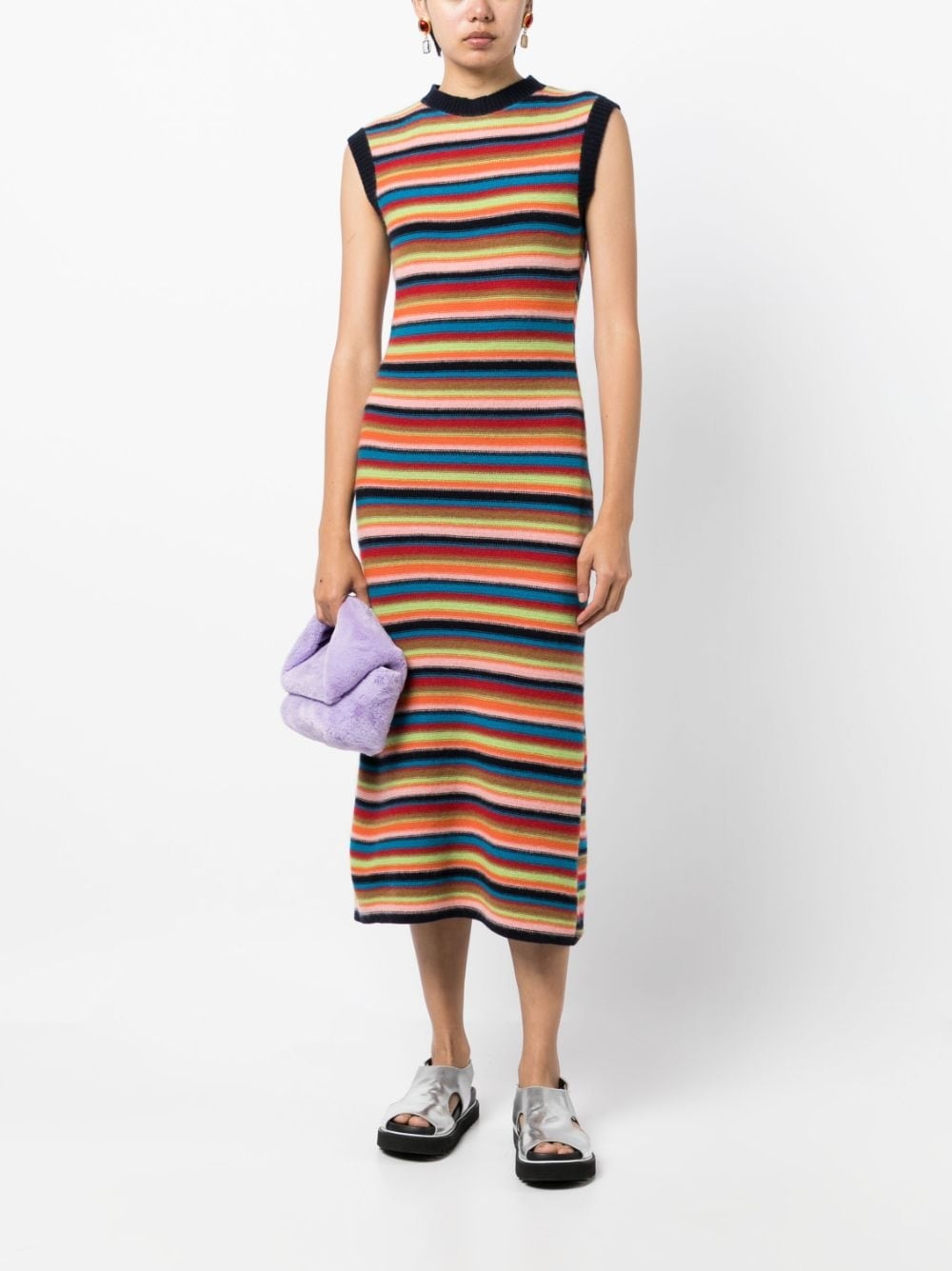 striped cashmere knit dress - 2