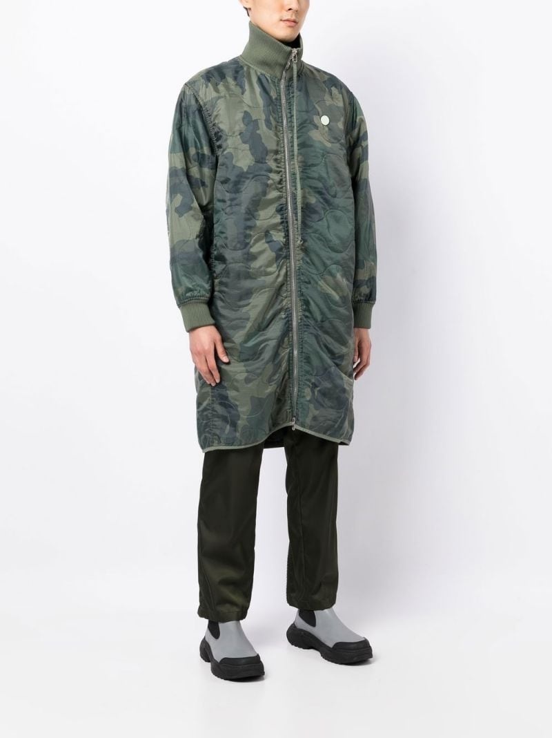 quilted camouflage zip-up coat - 3