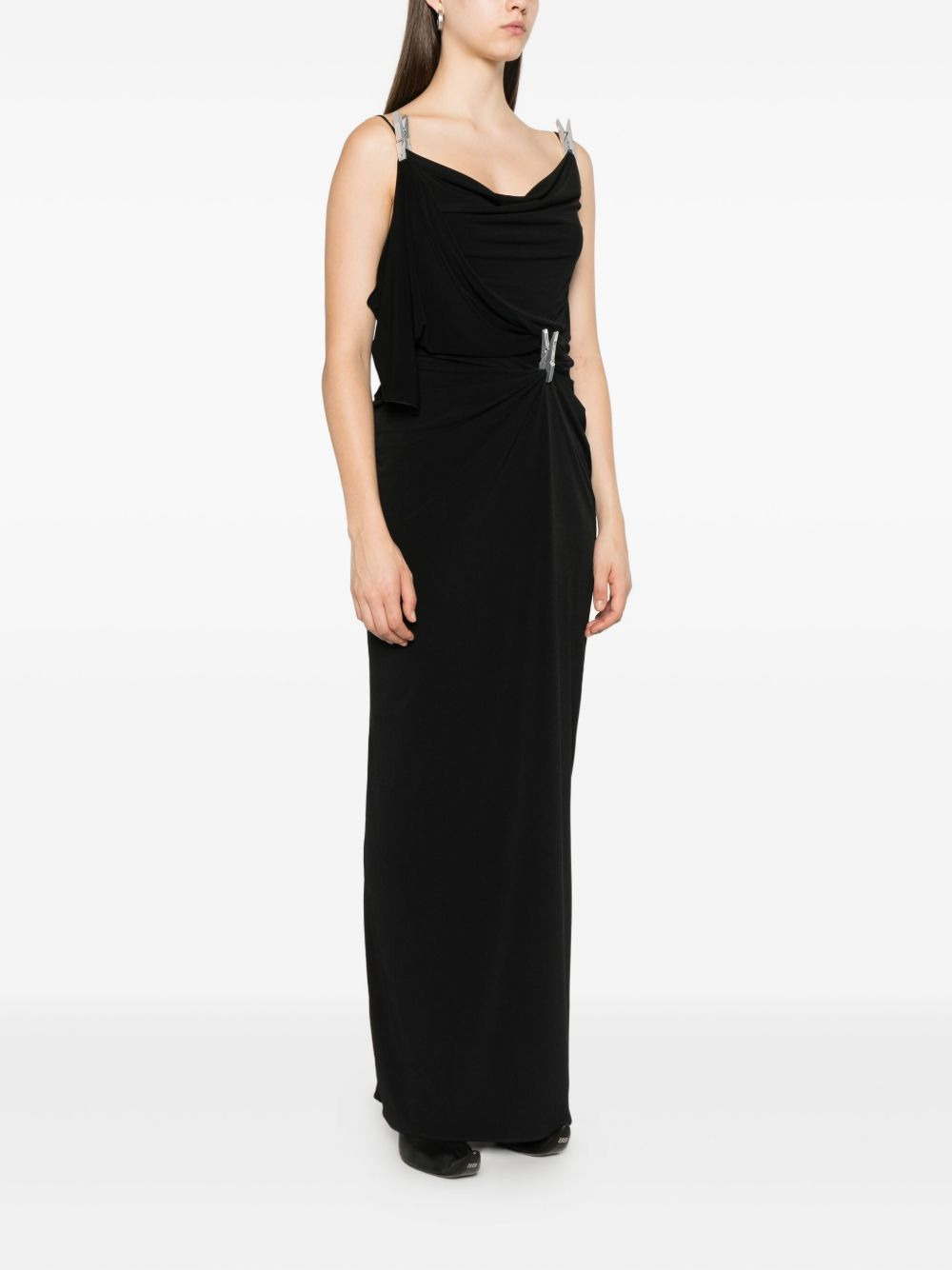 draped washing-clip evening dress - 3