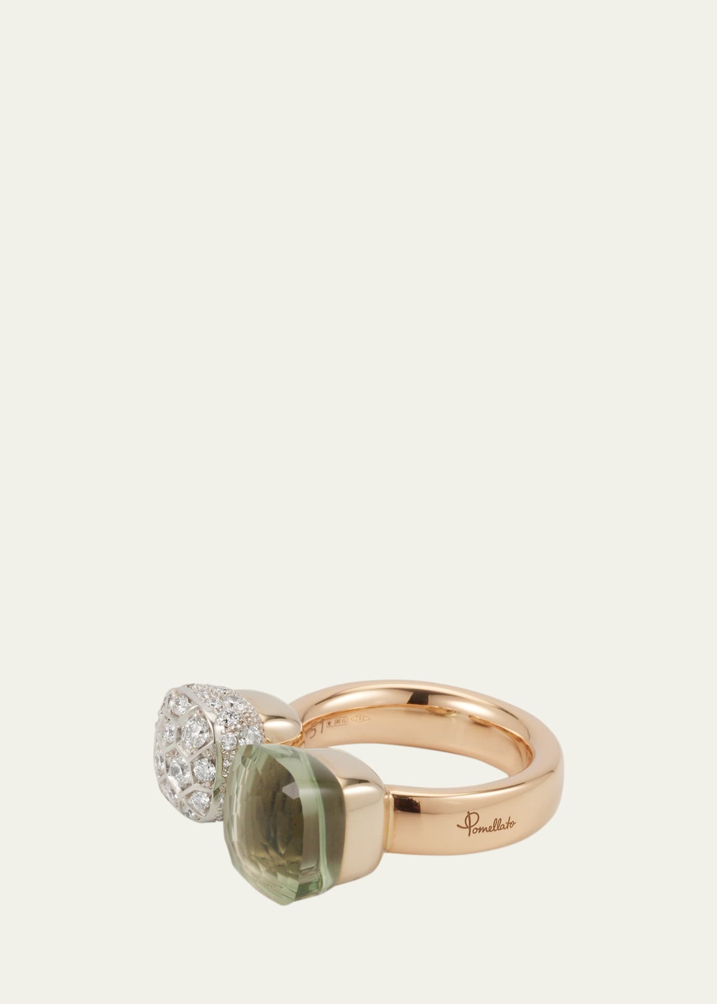 Nudo 18K Rose Gold Prasiolite and Diamond Between-The-Finger Ring - 4