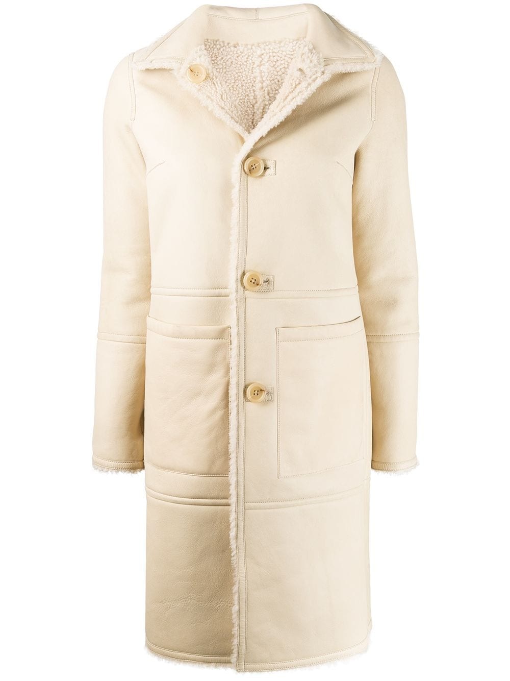 shearling button up coat - 1