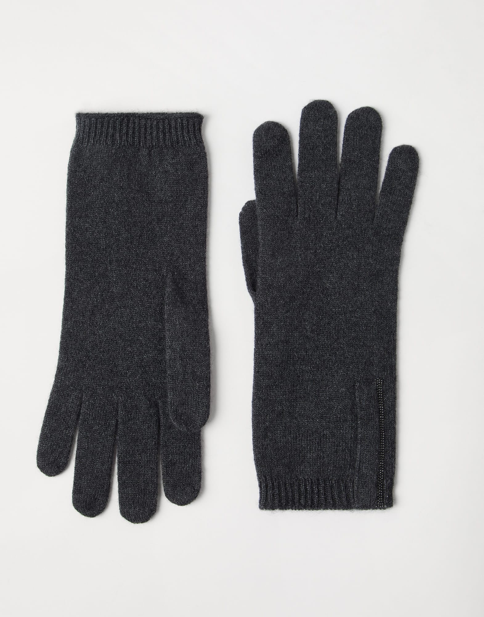 Cashmere knit gloves with monili - 1