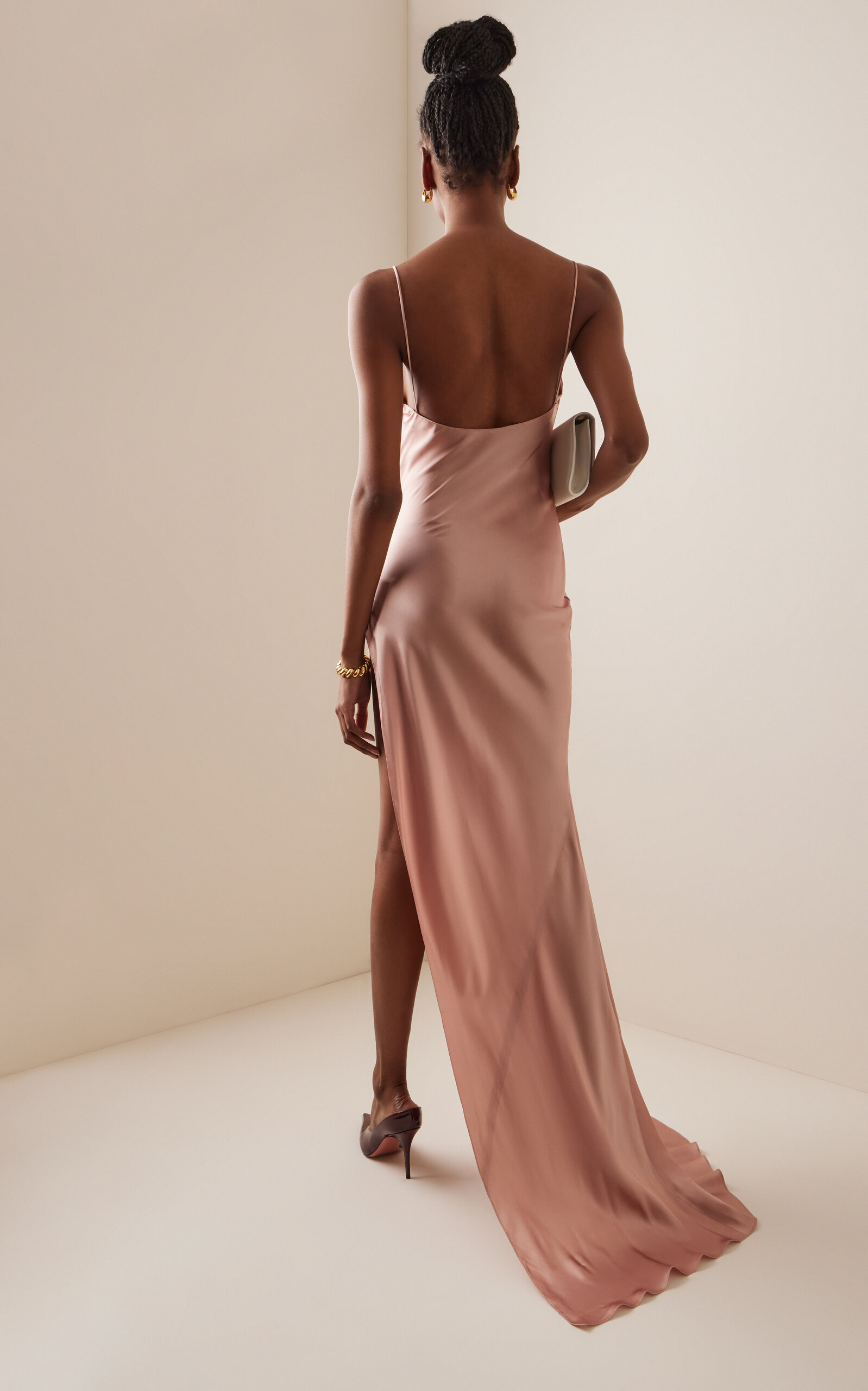 Silk-Satin Maxi Dress pink - 4