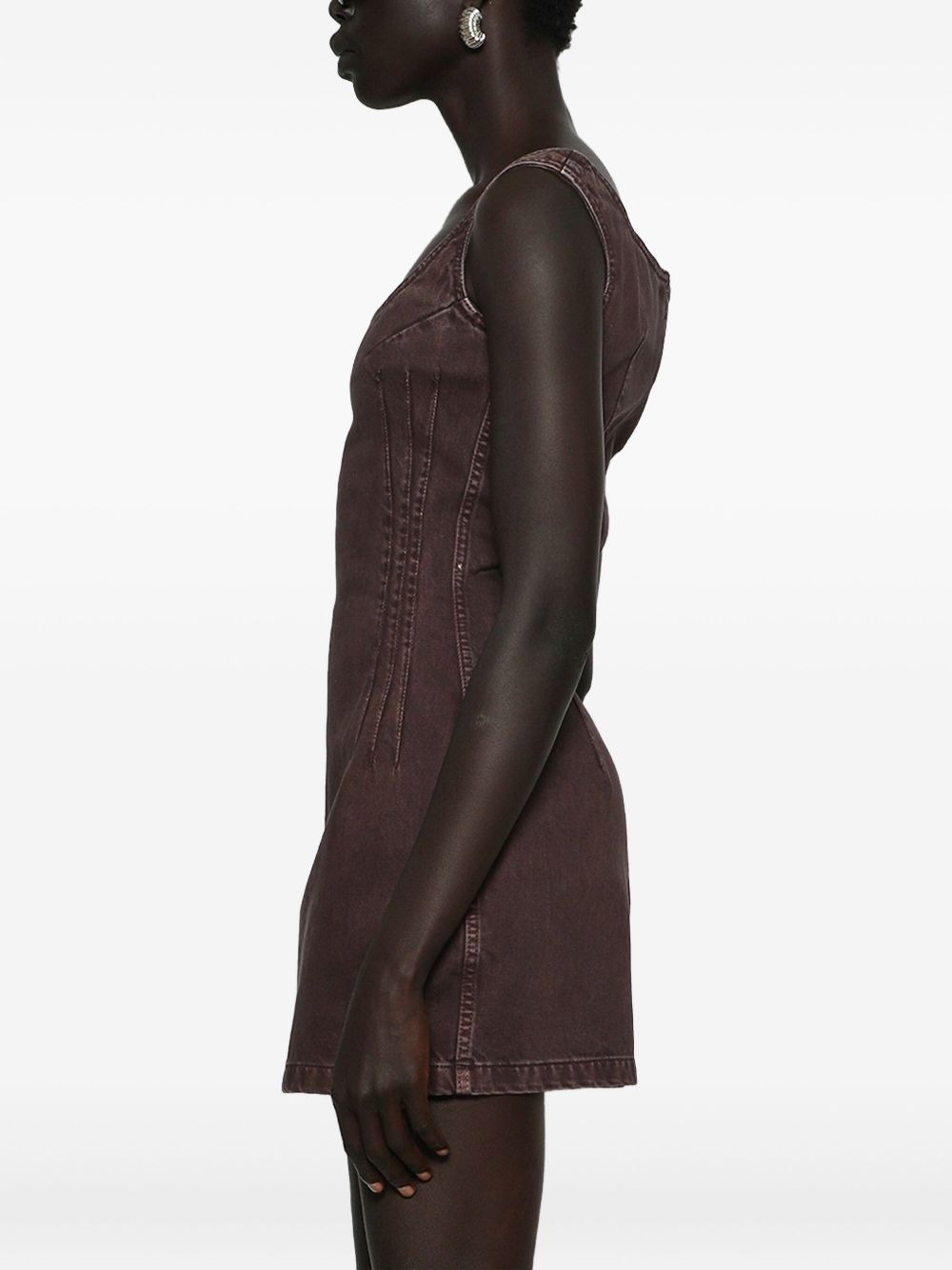 square-neck denim mini dress - 4