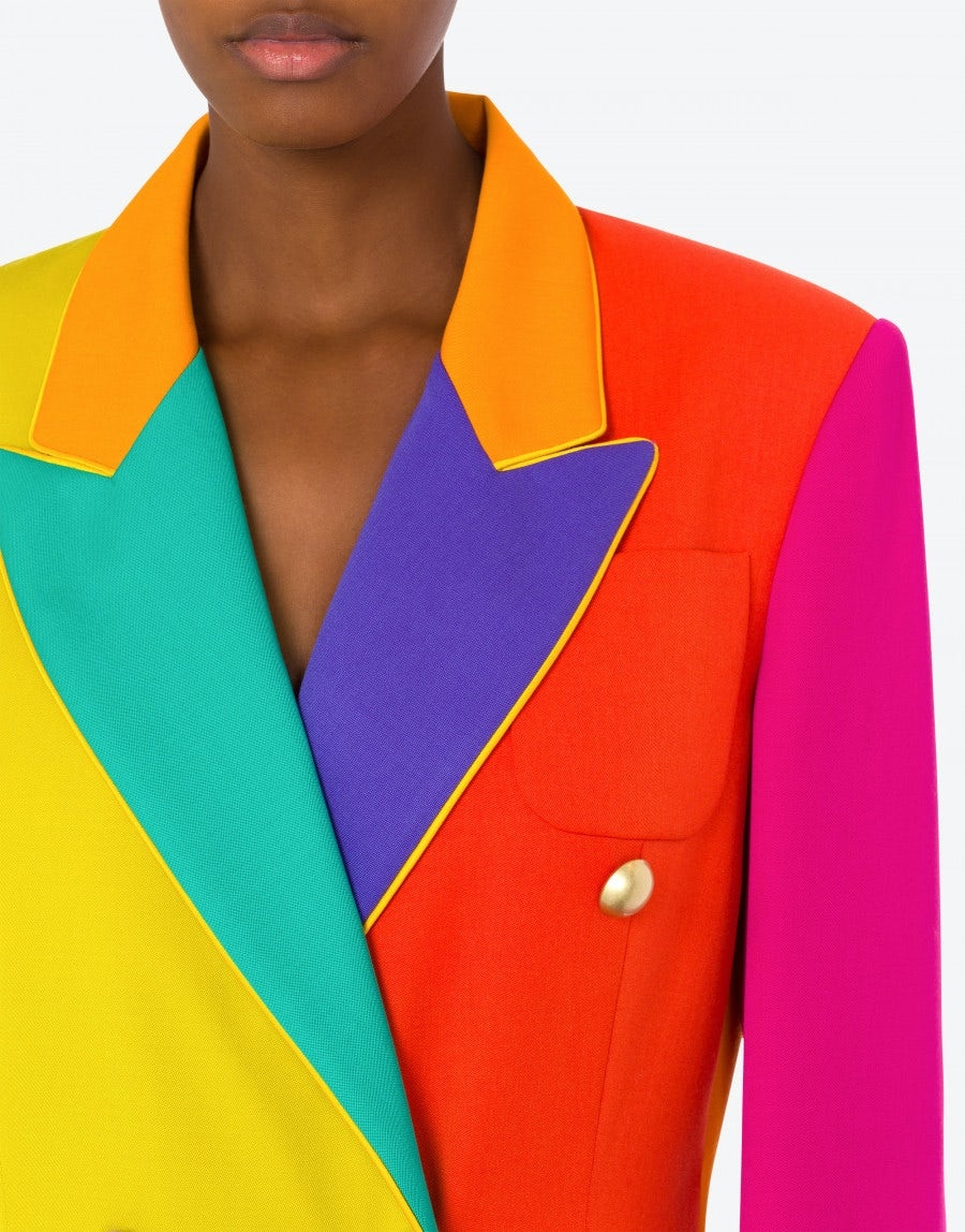 COLOR BLOCK WOOL JACKET - 4